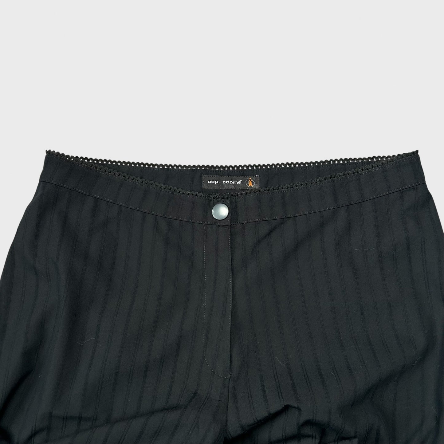 Cop Copine Black Pinstripe Wide Leg Trousers - L