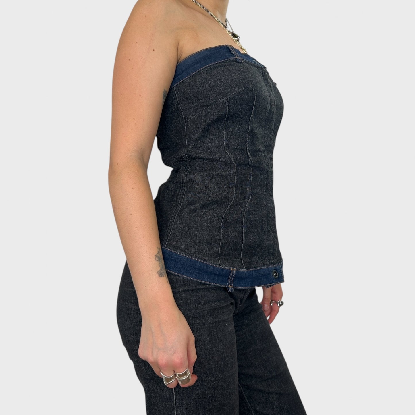 Cop Copine Two-Tone Denim Bustier - Size M-L