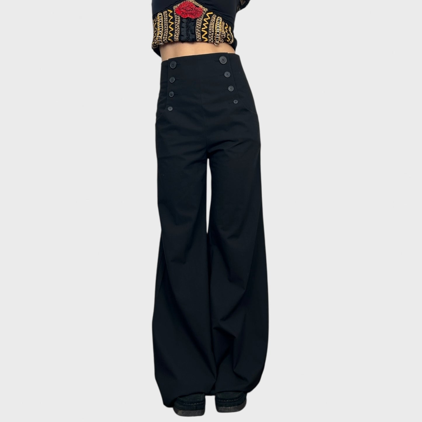 Cop Copine Button Wide Leg Trousers - M
