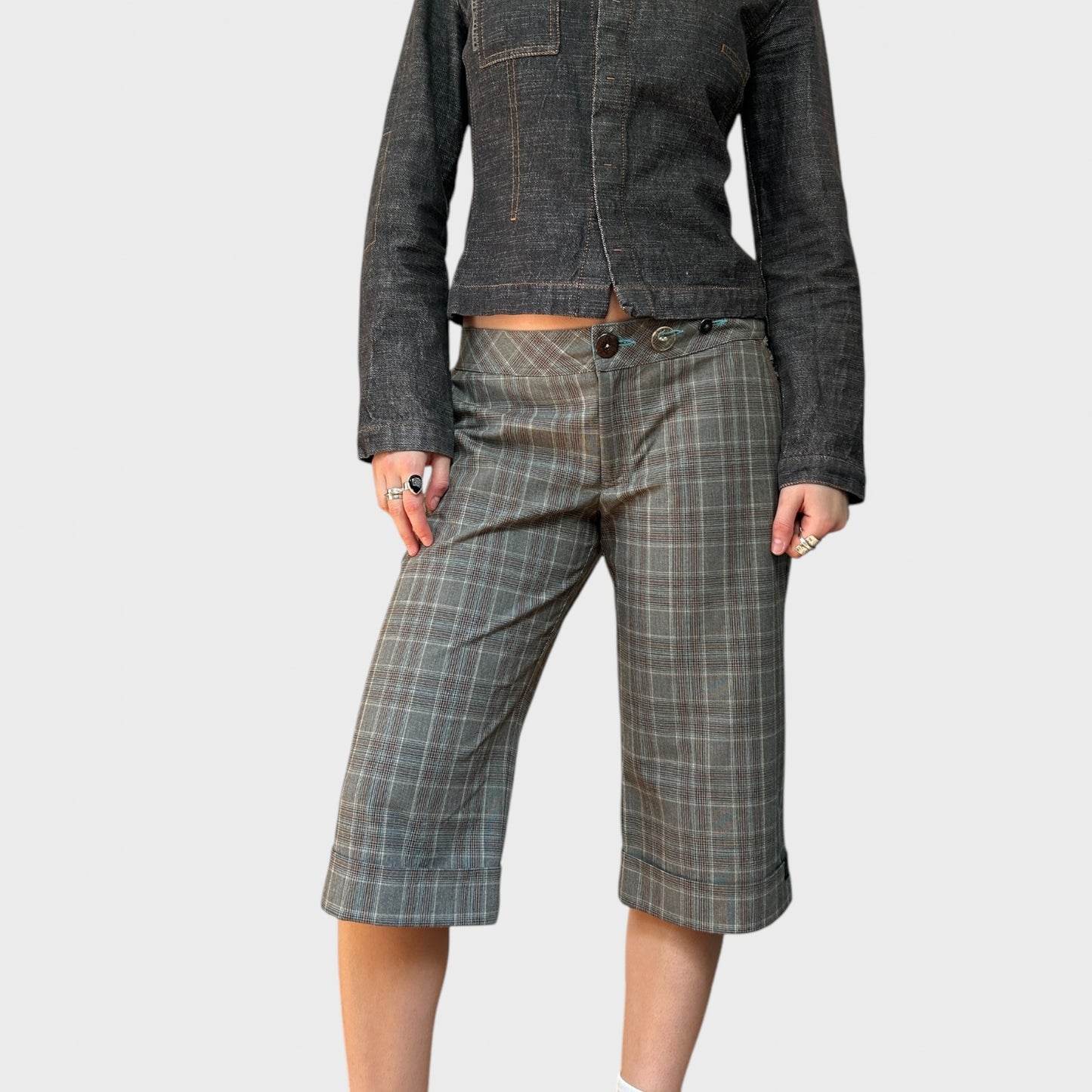 Cop Copine Check Capri Pants