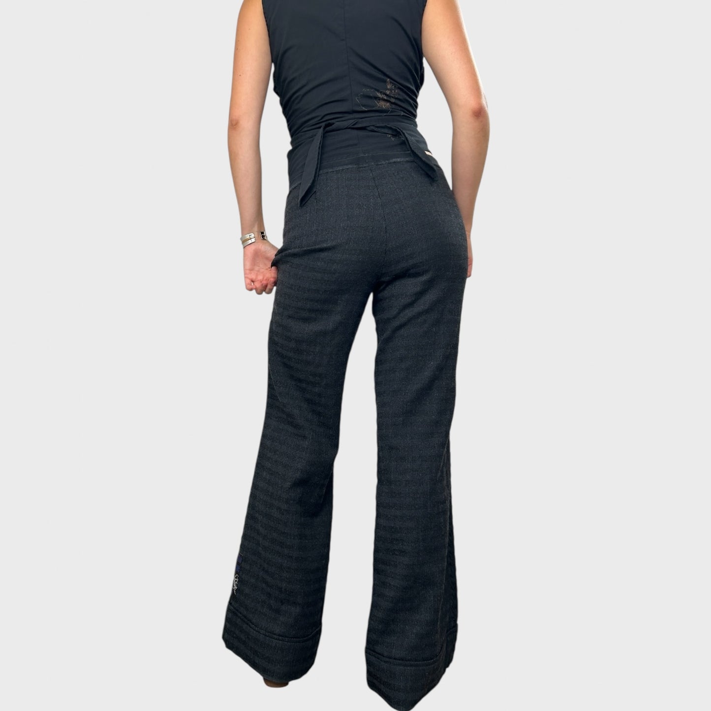 Cop Copine Thick Check Wide Leg Trousers - S/M