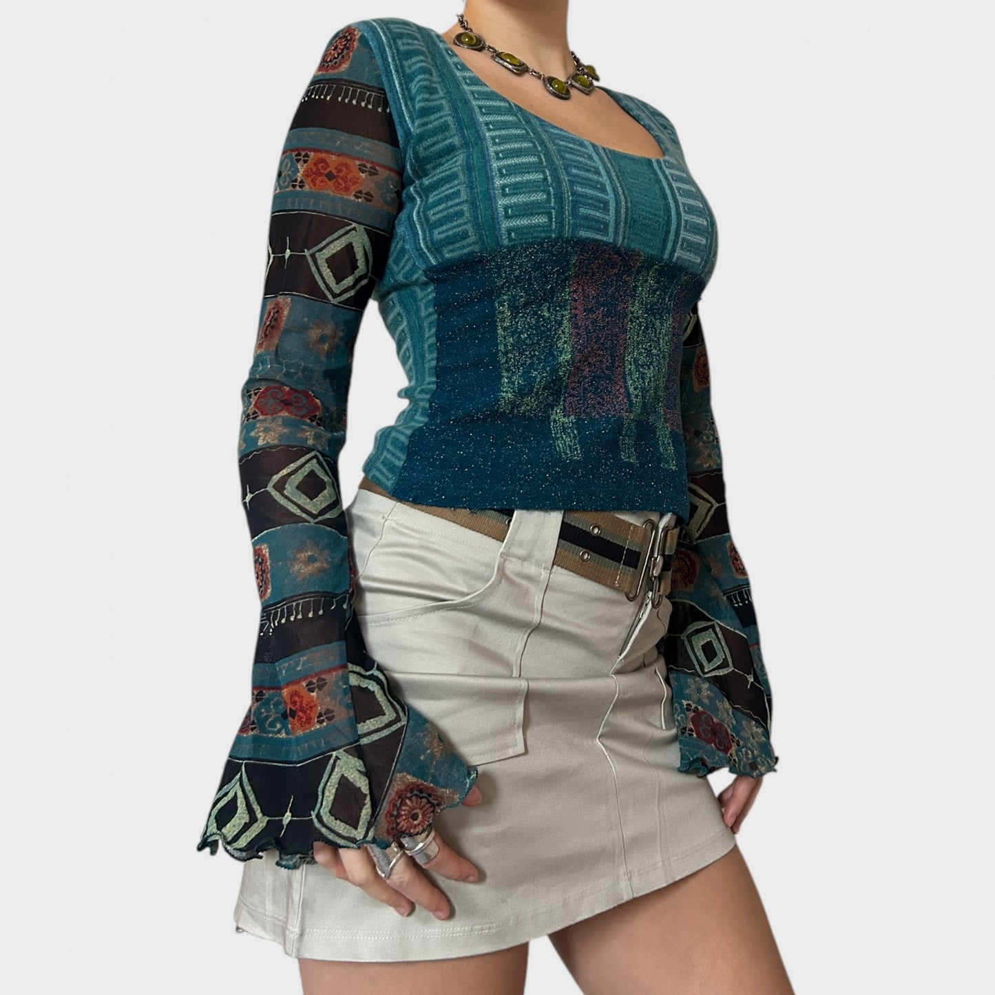 Save the Queen Graphic Bi-Material Top