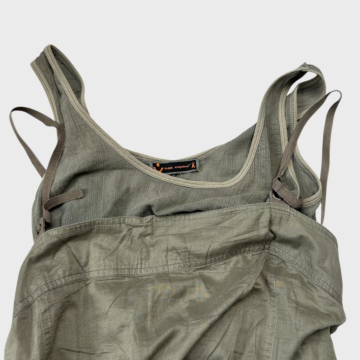 Cop Copine Khaki Tie Back Midi Dress - L