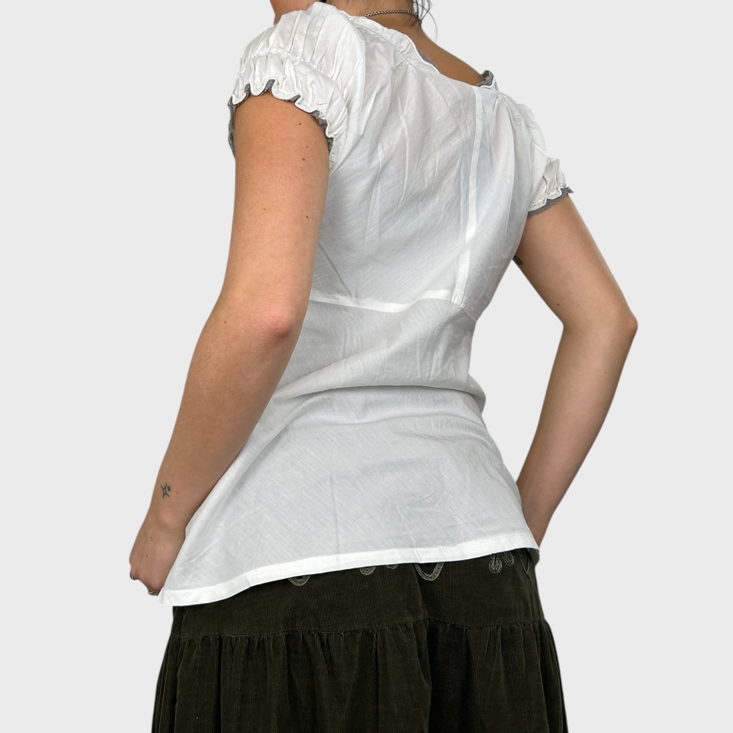 Cop Copine White Ruched Blouse – M/L