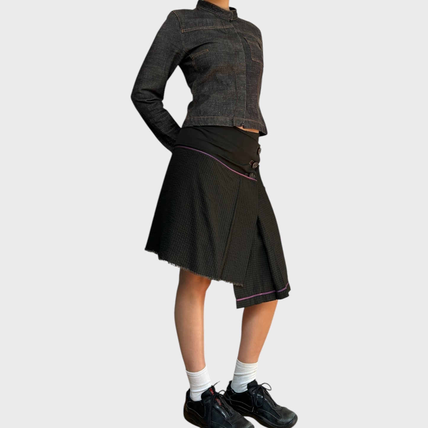 Cop Copine Asymmetric Pinstripe Wrap Skirt