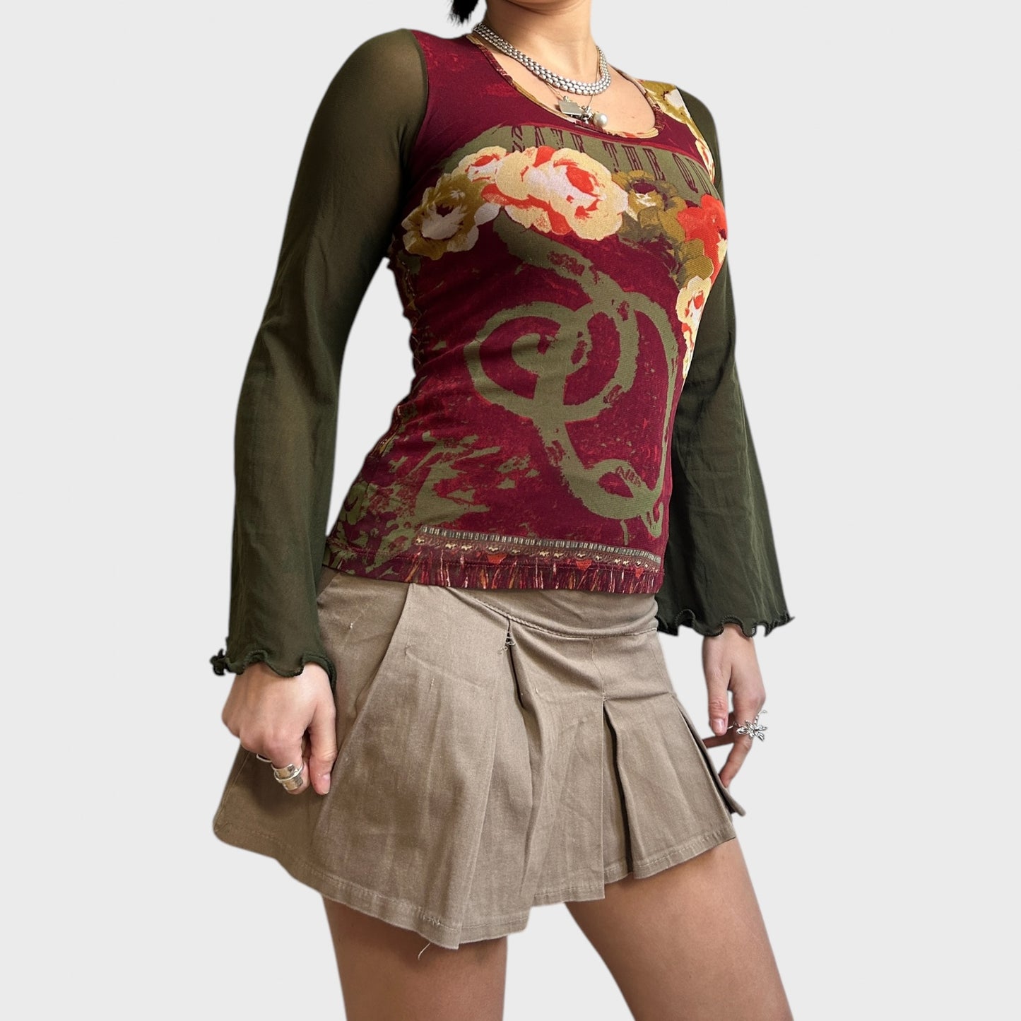 Save the Queen Graphic Mesh Top