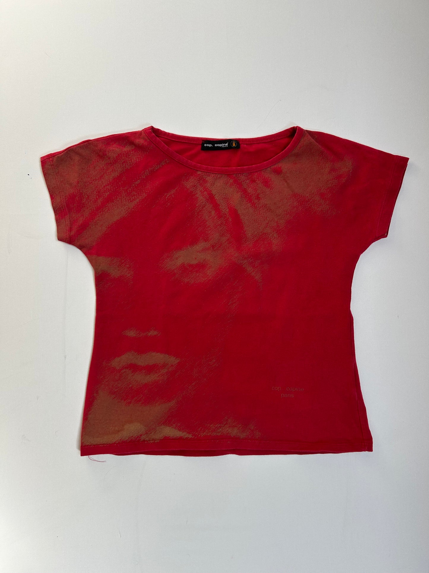Cop Copine Red Face Motif T-Shirt