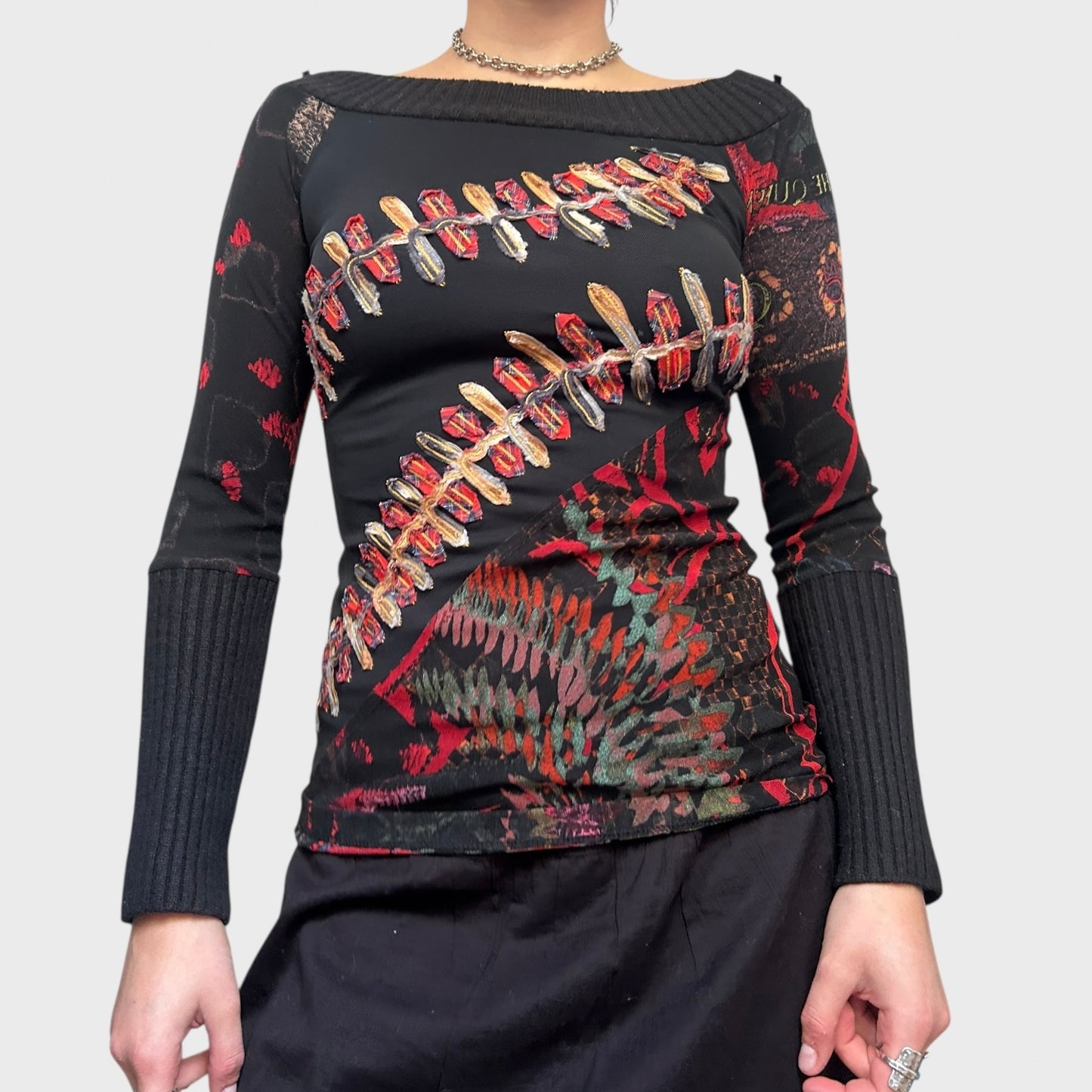 Save The Queen Mesh Long Sleeve Top