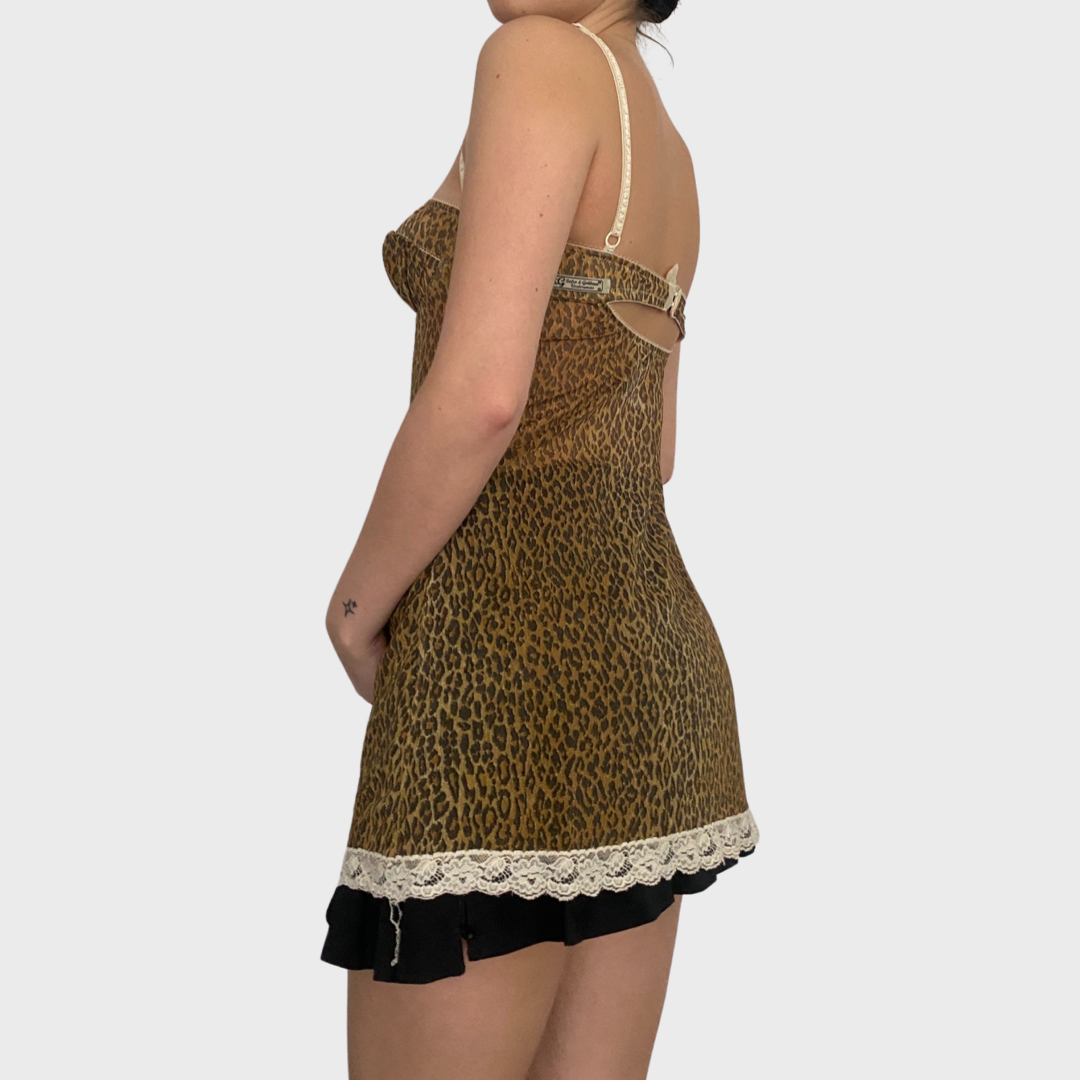 D&G mesh leopard print corset top