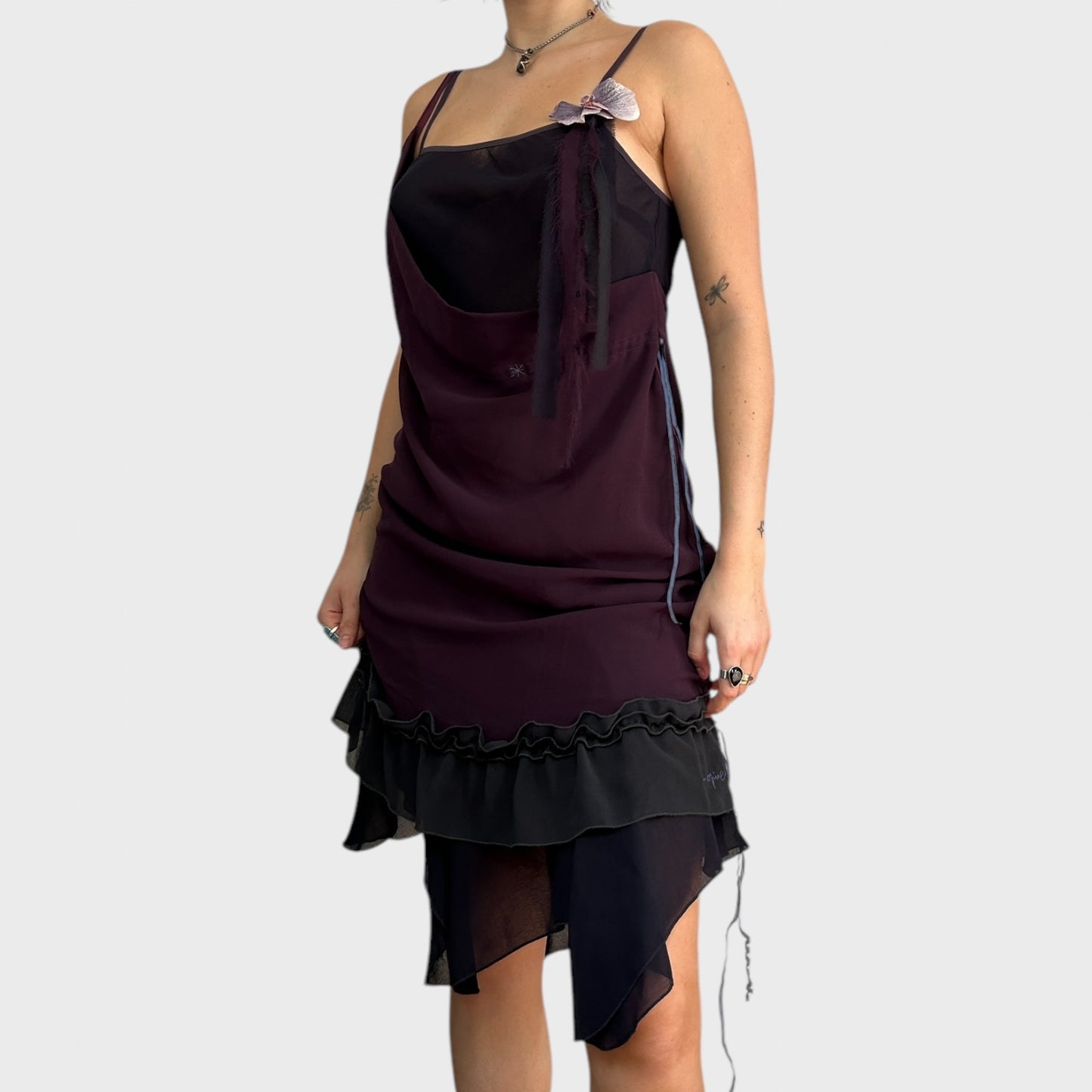 Cop Copine Purple Double Layered Ruffle Dress