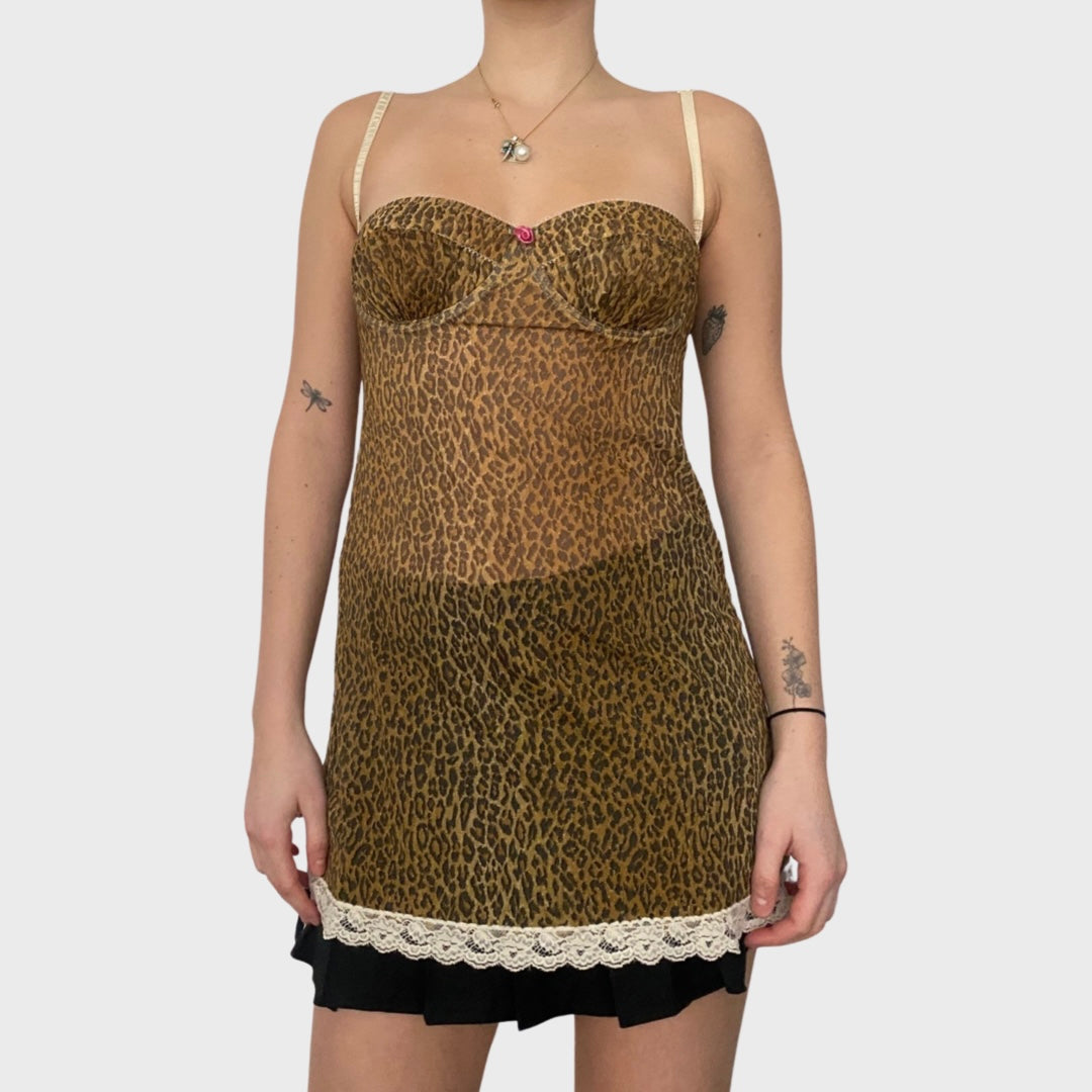 D&G mesh leopard print corset top