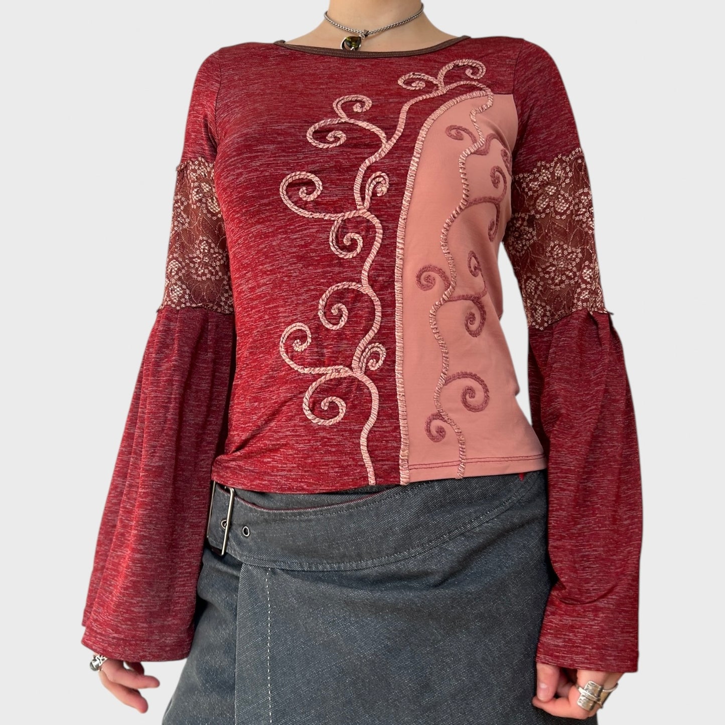 Save the Queen Long Sleeve Embroidered Top