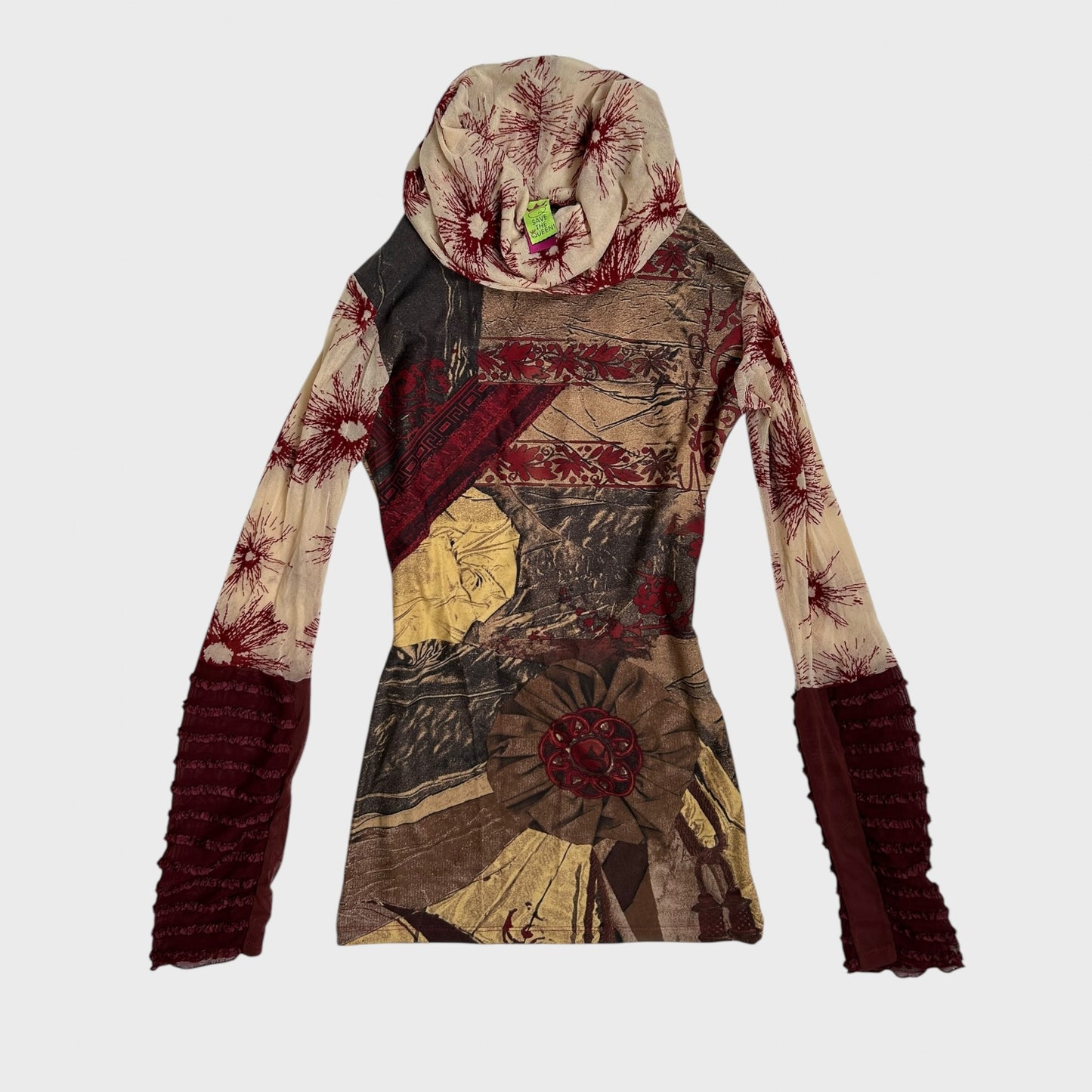 Save the Queen Bi-Material Mesh Long Sleeve Top