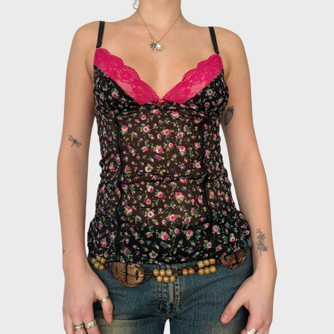 D&G floral mesh lace cami top