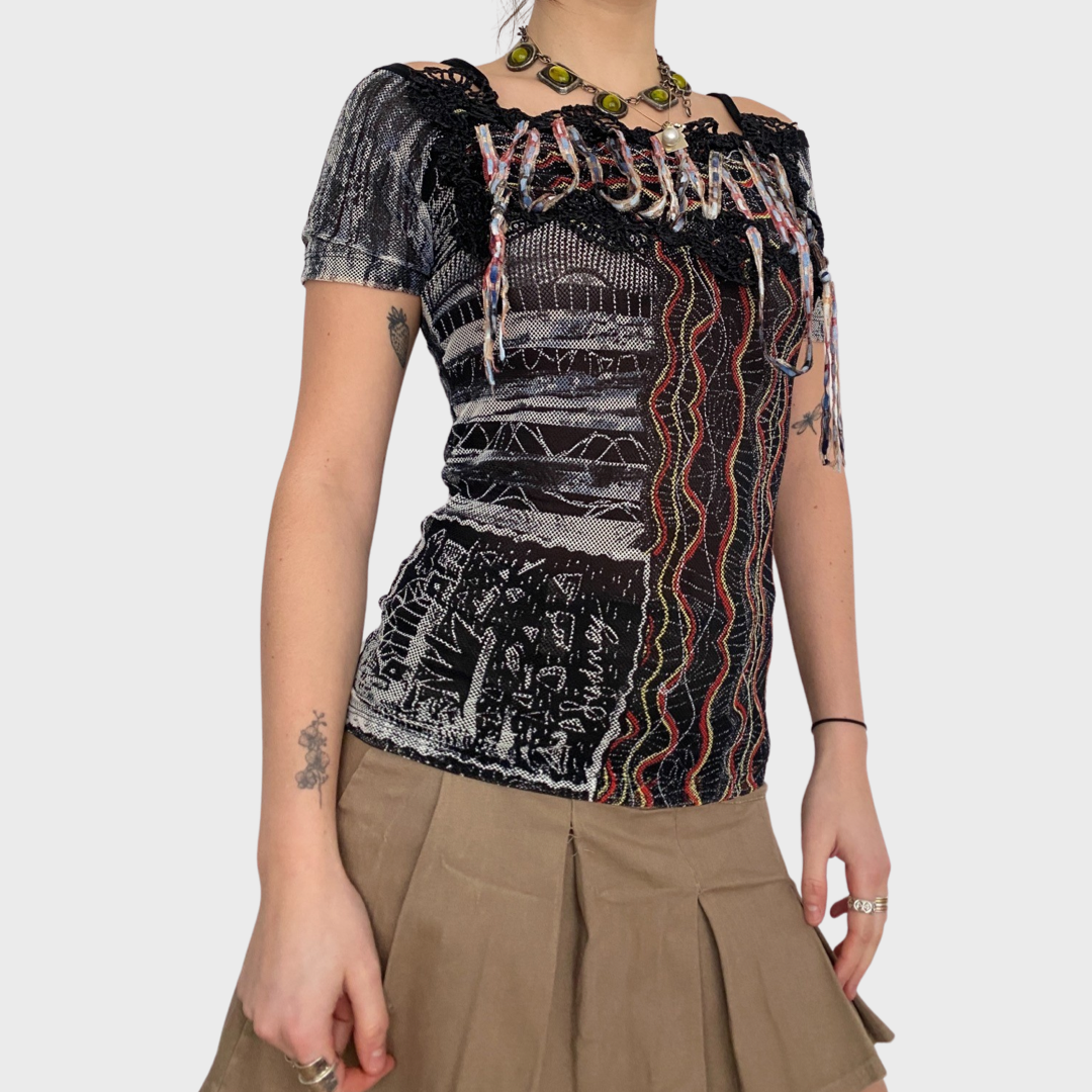 Save the Queen graphic strappy top