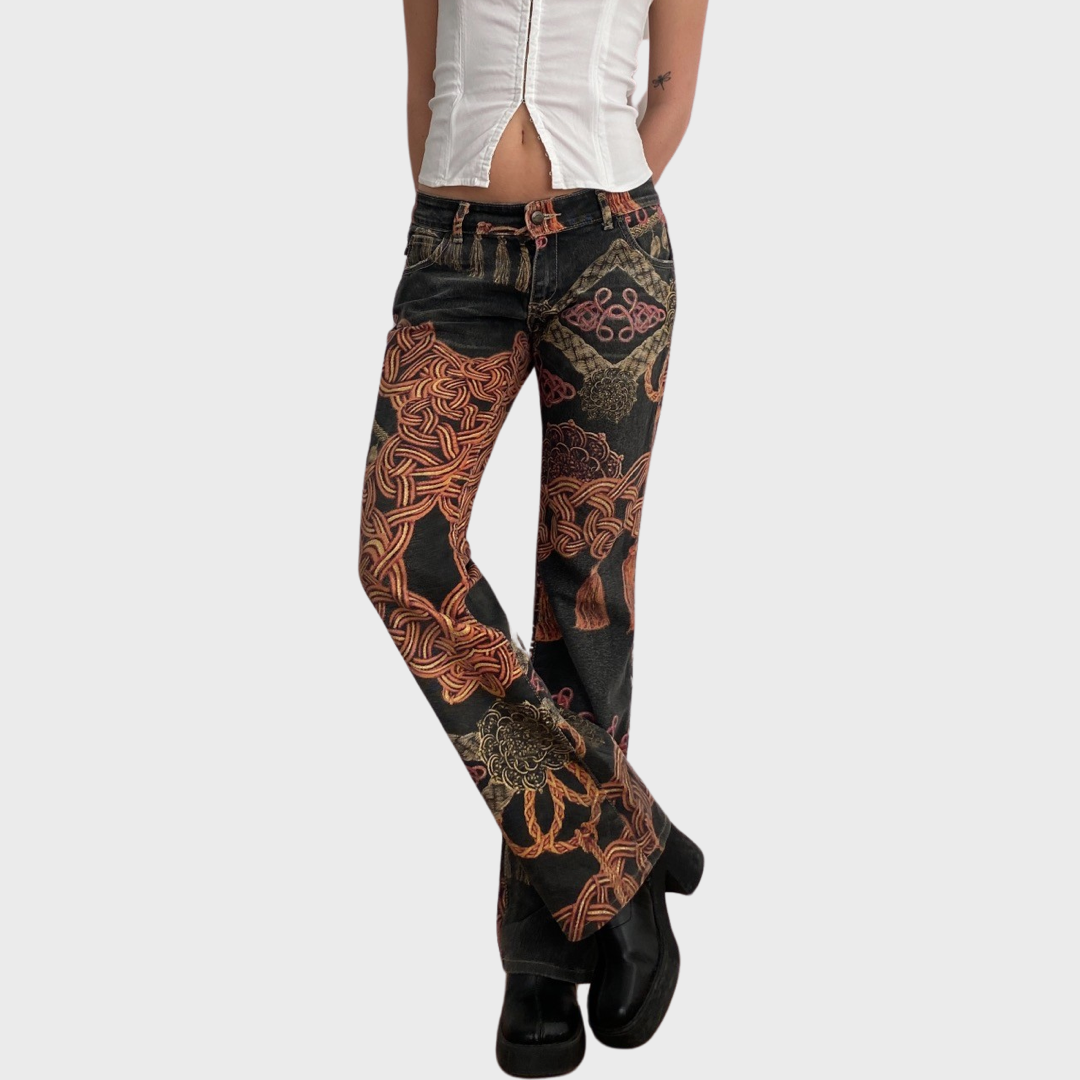 Rare Roberto Cavalli graphic print rope jeans
