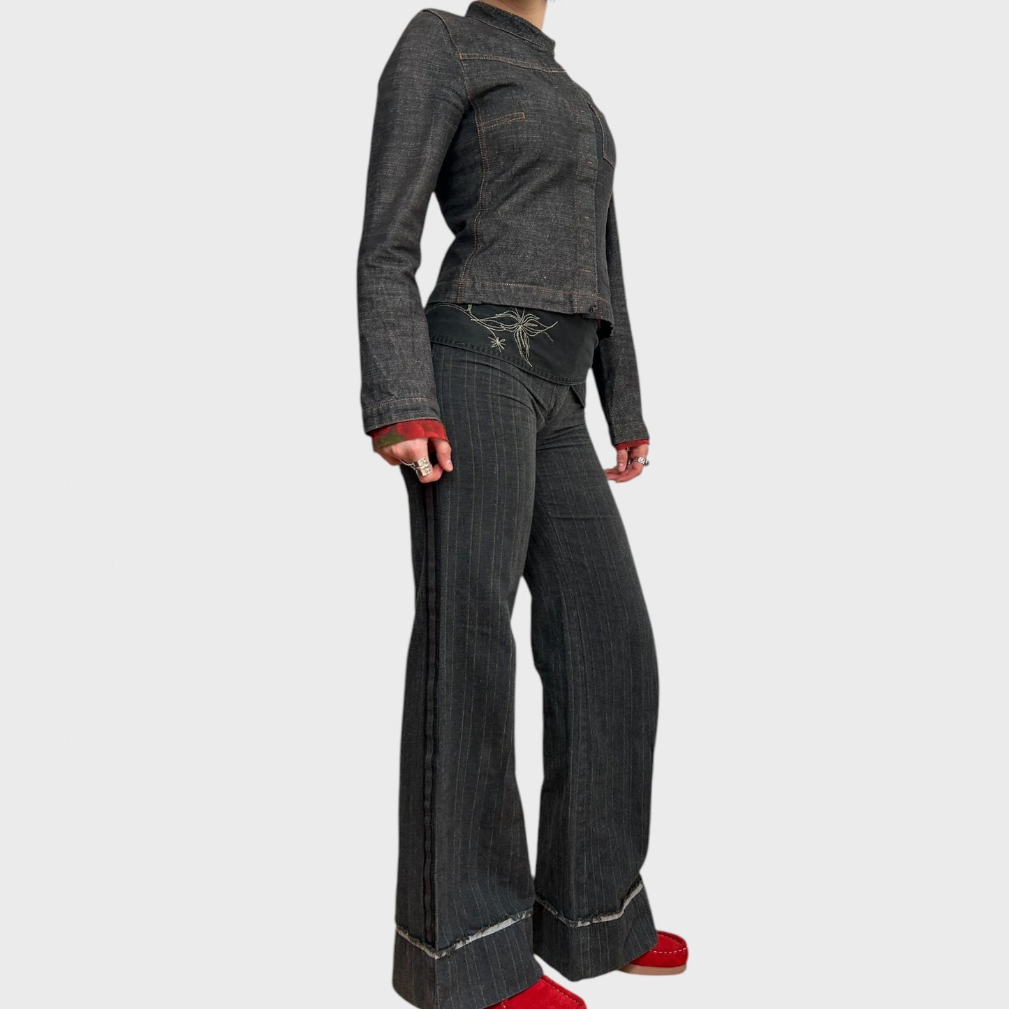 Cop Copine Pinstripe Belt Trousers