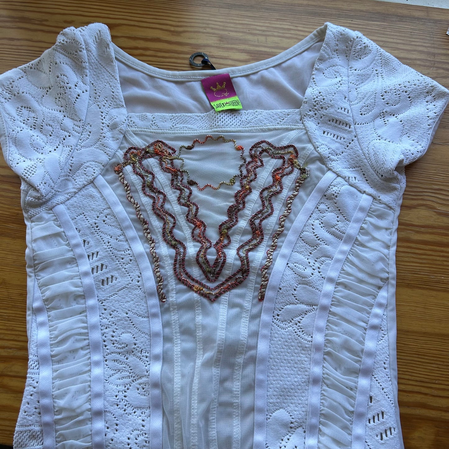 Save The Queen White Bi-Material Corset Style Top - S