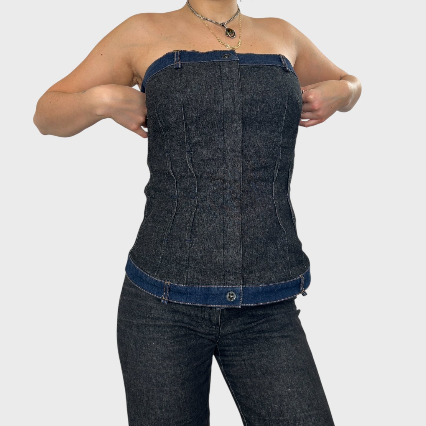 Cop Copine Two-Tone Denim Bustier - Size M-L
