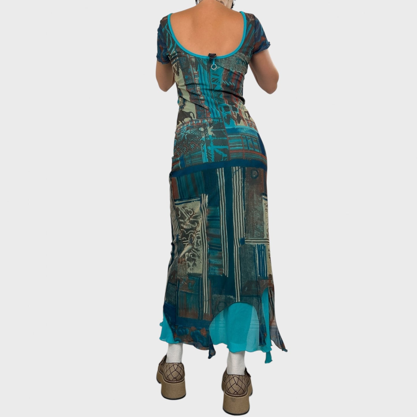 Save the Queen Graphic Mesh Maxi Dress - S/M