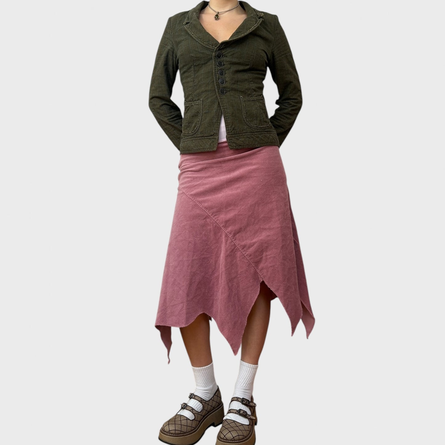 Pink Fairy Asymmetric Hem Midi Skirt