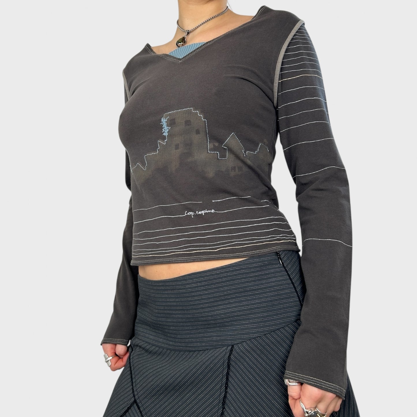 Cop Copine Graphic Long Sleeve Top - S