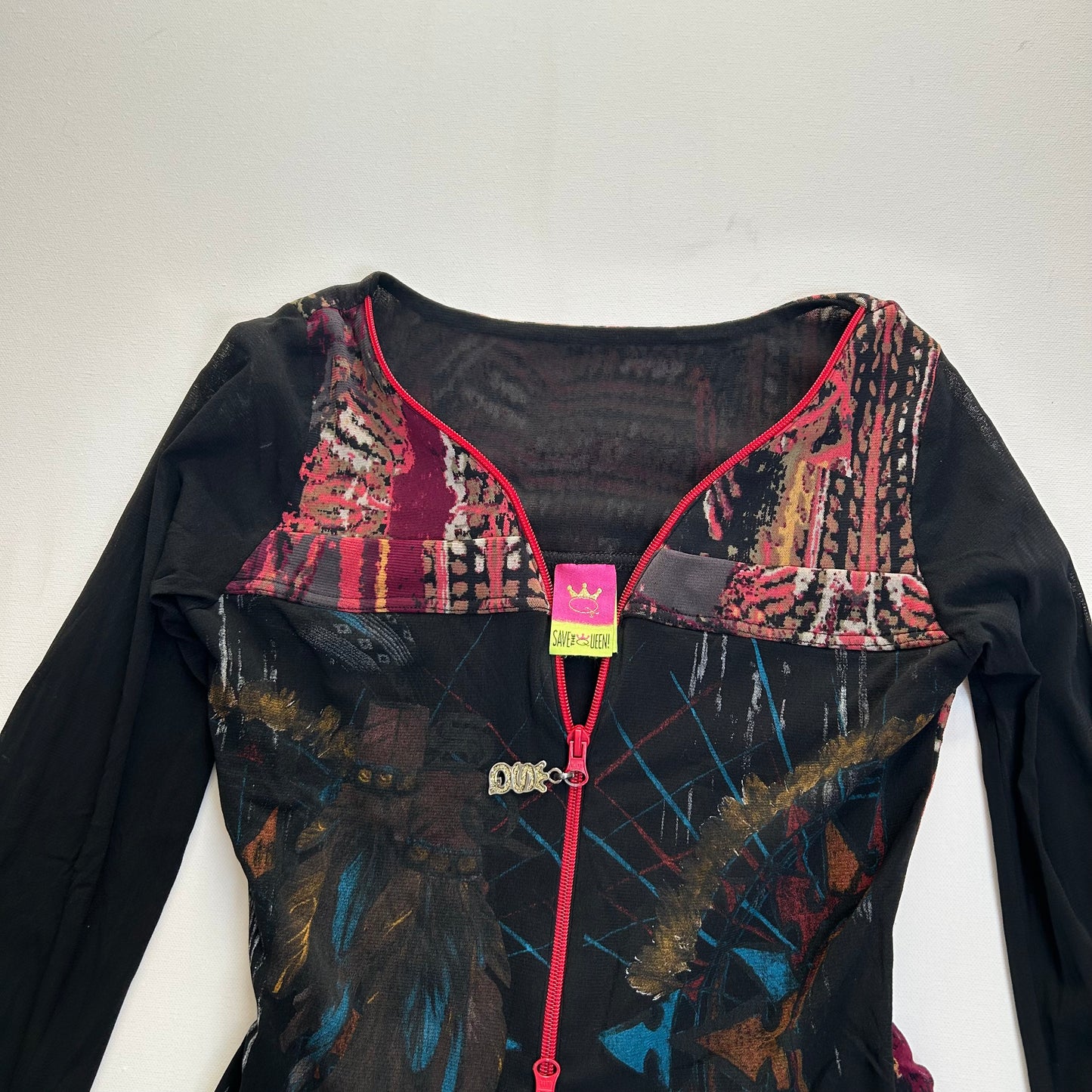 Save the Queen Mesh Double Zip Top