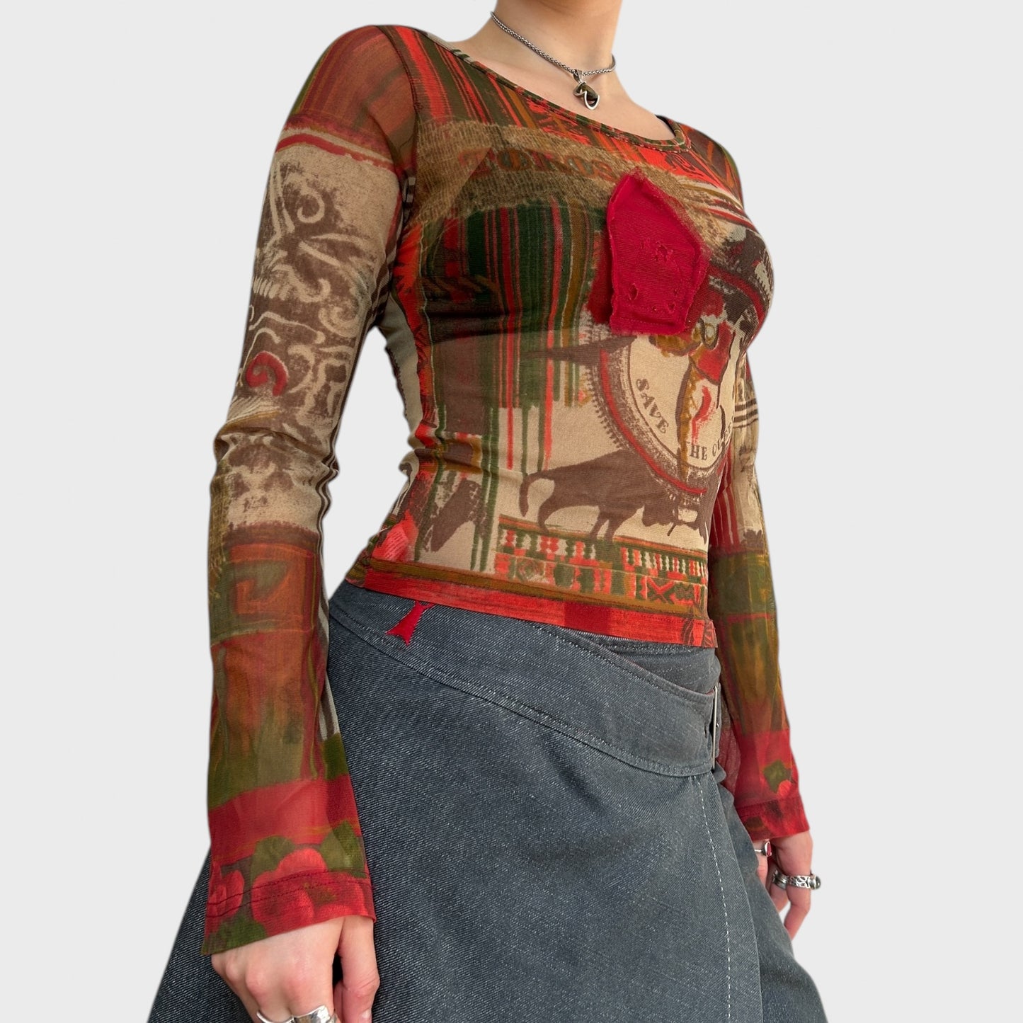 Save the Queen Long Sleeve Mesh Top
