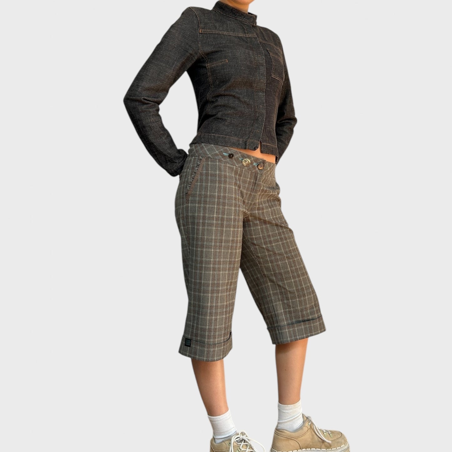 Cop Copine Check Capri Pants