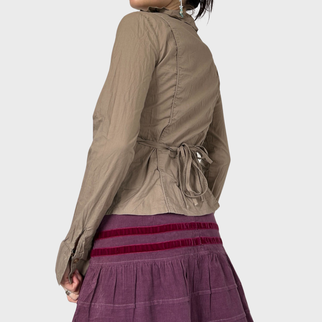 Ruched button up shirt