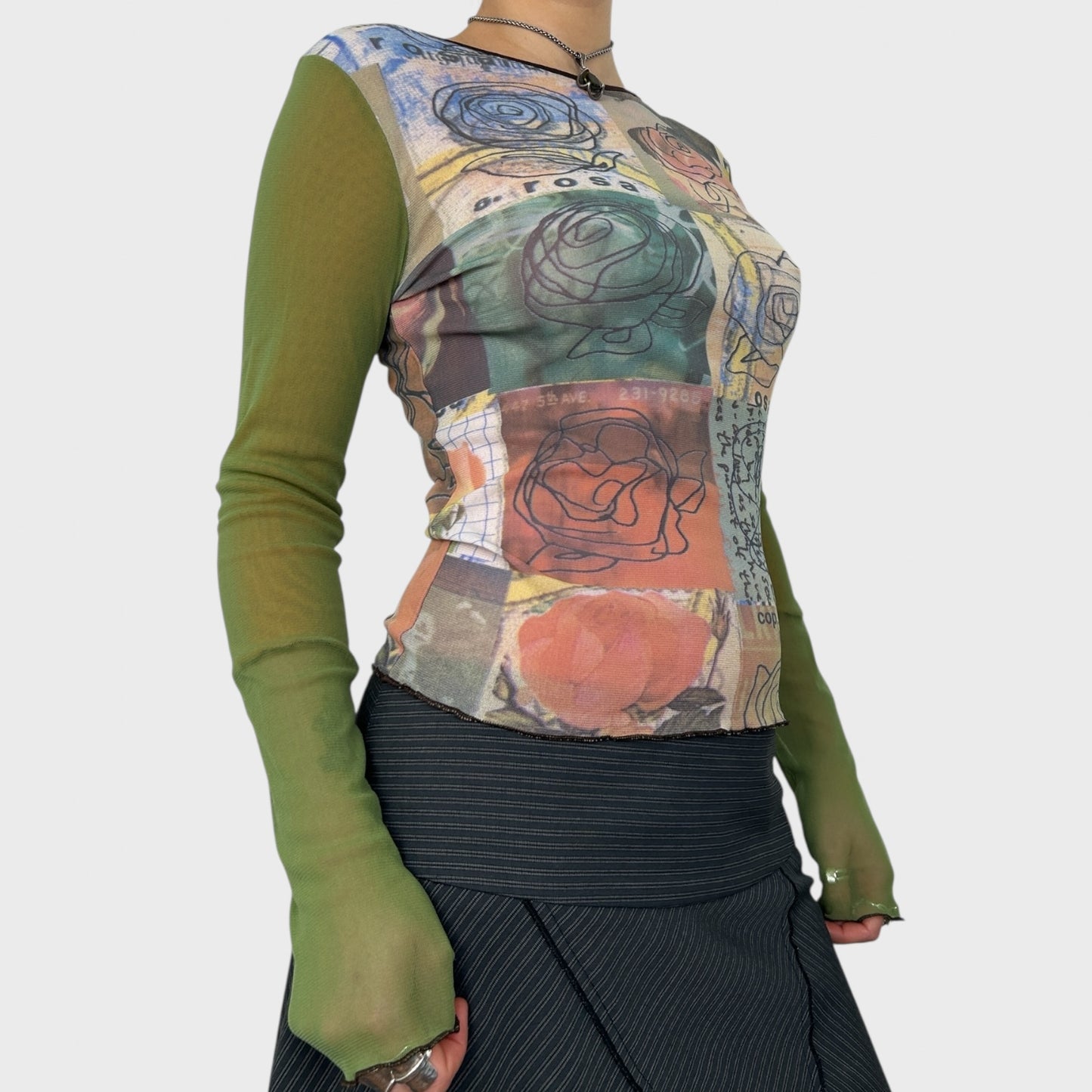 Cop Copine Graphic Print Mesh Long Sleeve Top - S/M