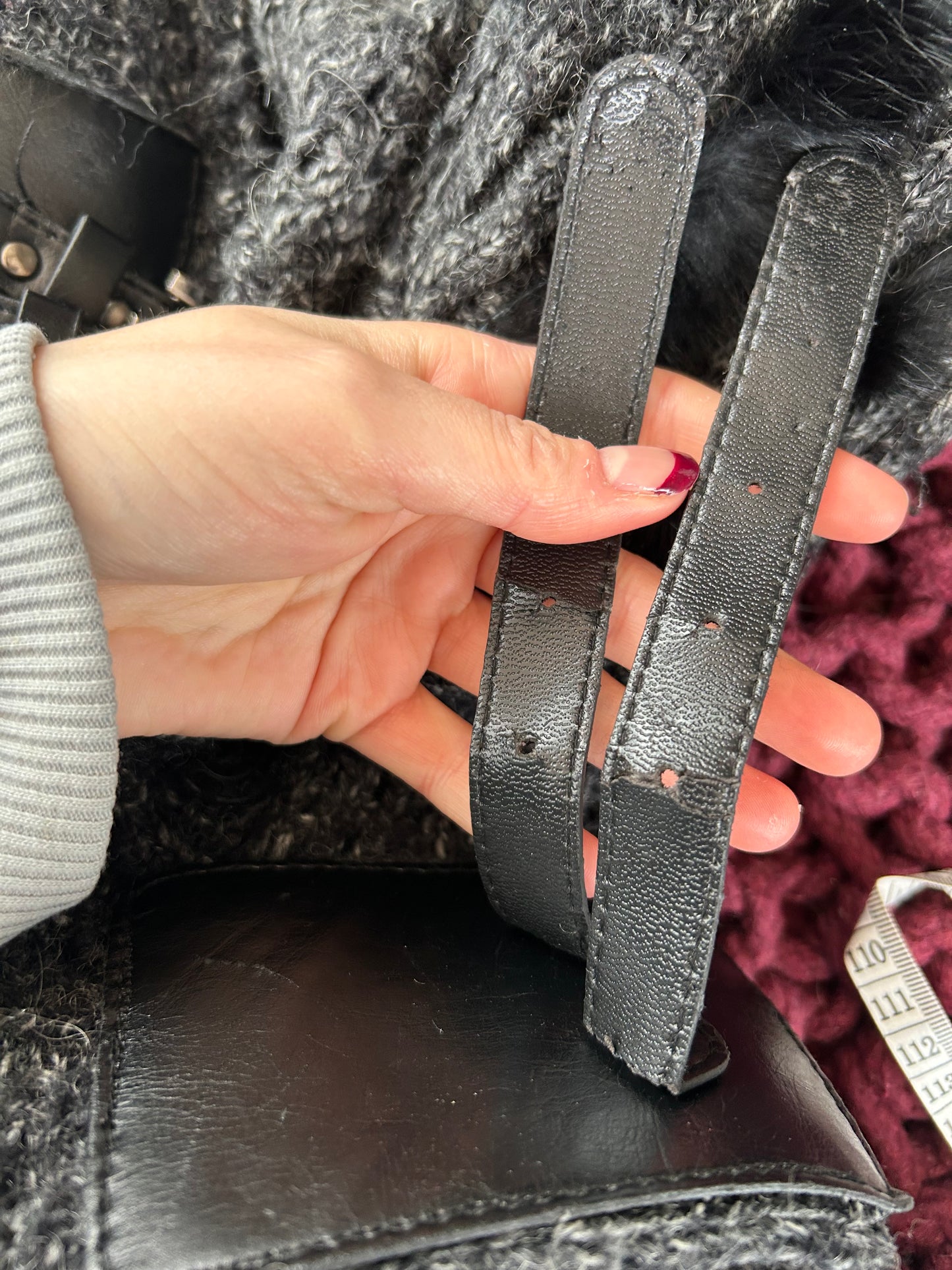 Grey Chunky Knit Cardigan with Buckle Fastening