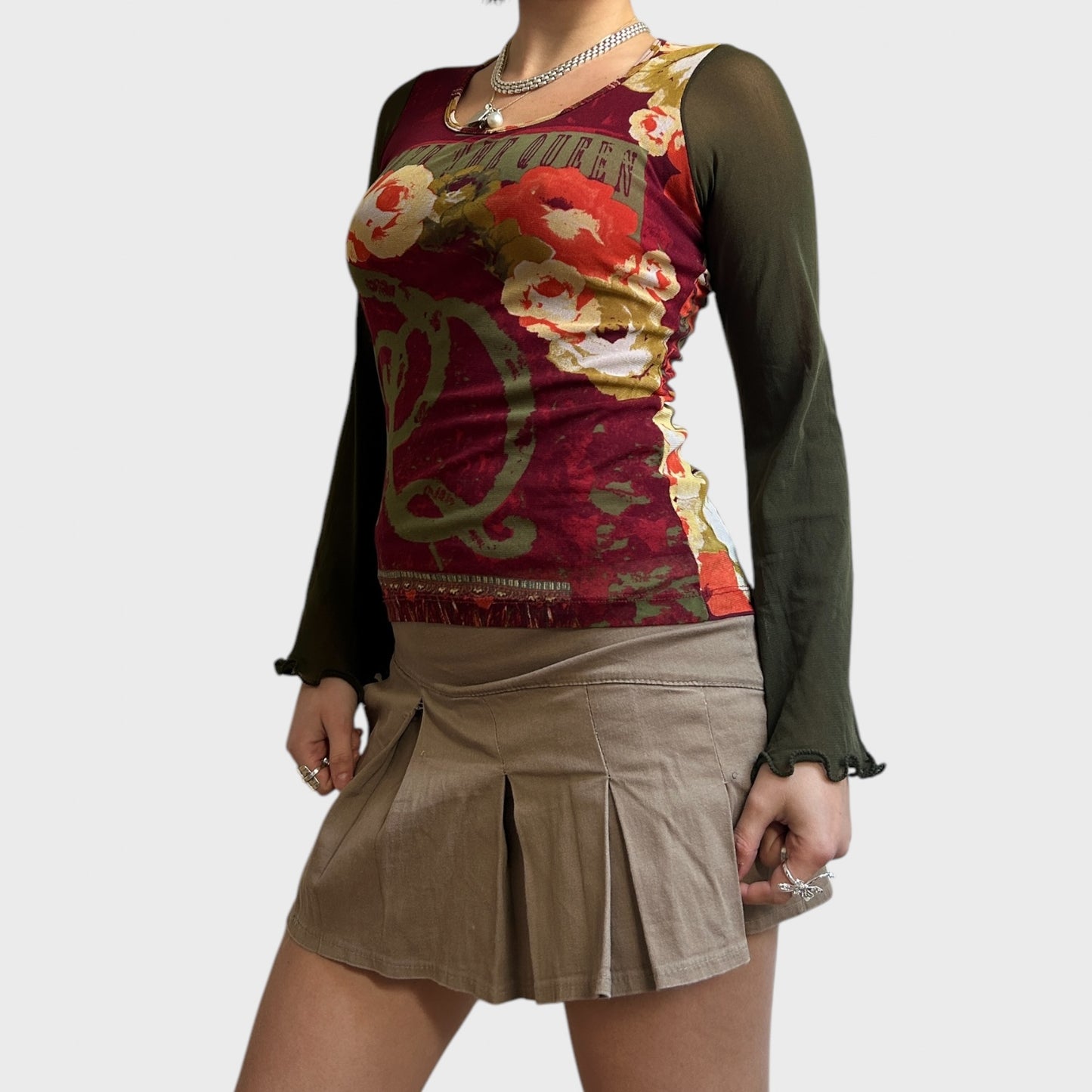Save the Queen Graphic Mesh Top