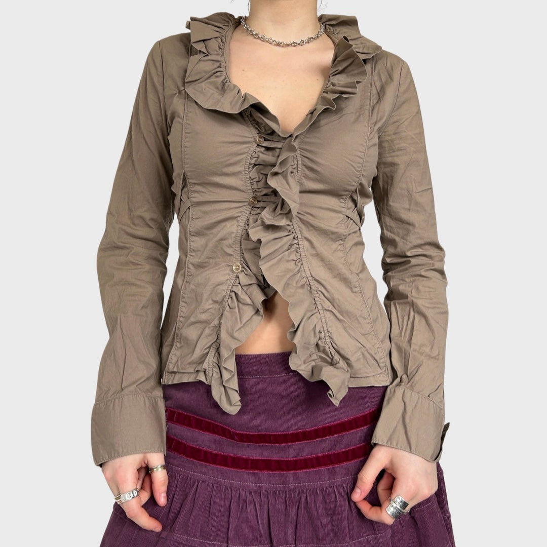 Ruched button up shirt