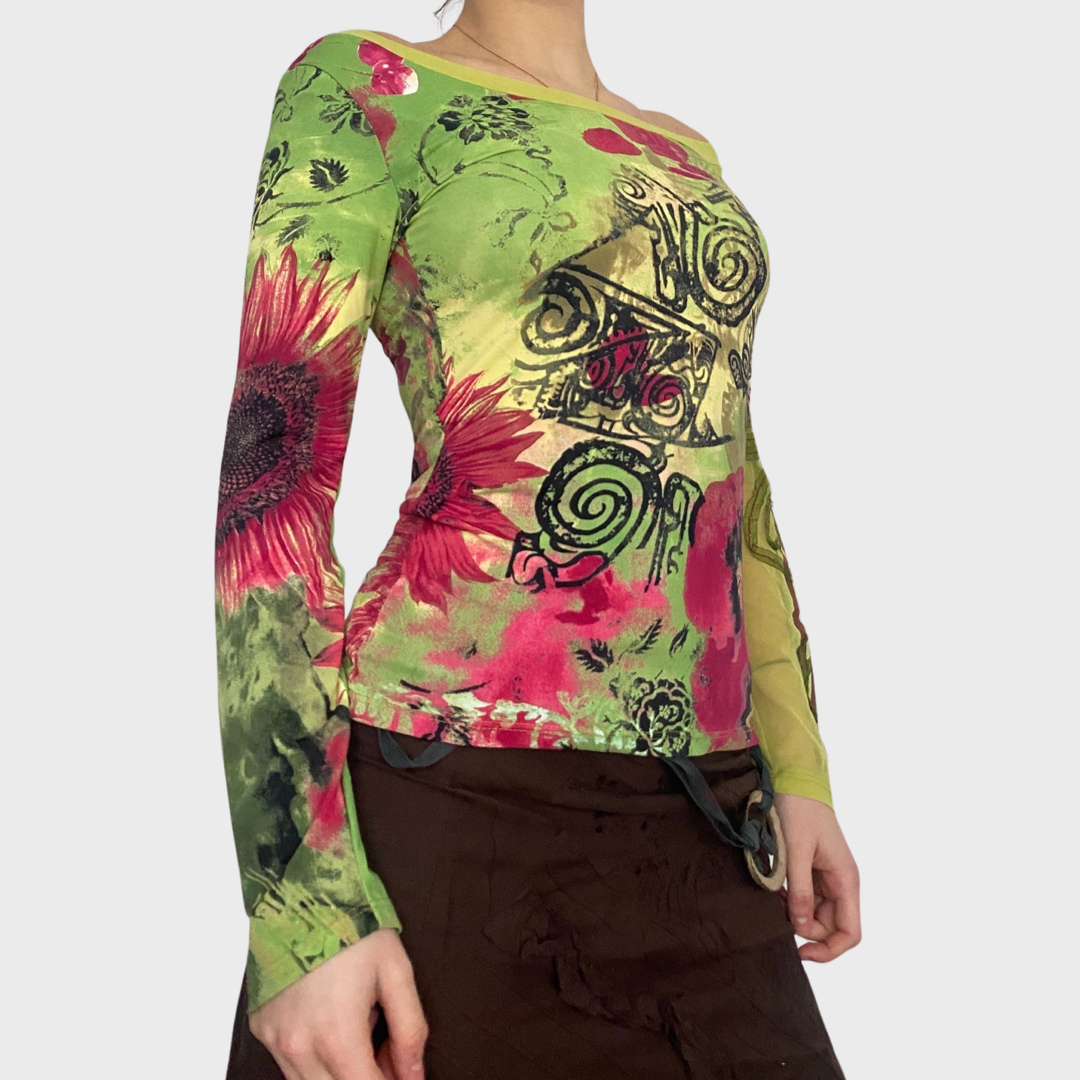 Save the Queen green bi-material top