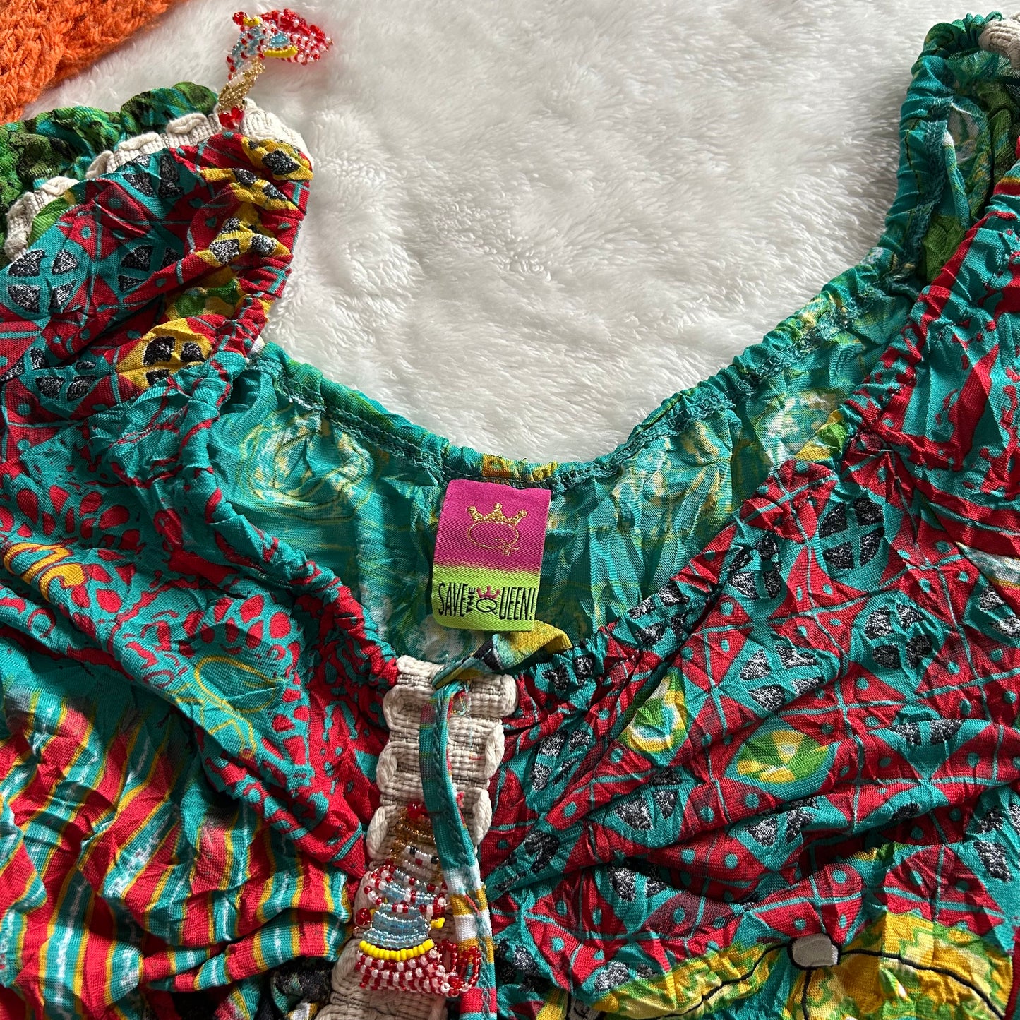 Vintage Save The Queen Split Hem Graphic Top