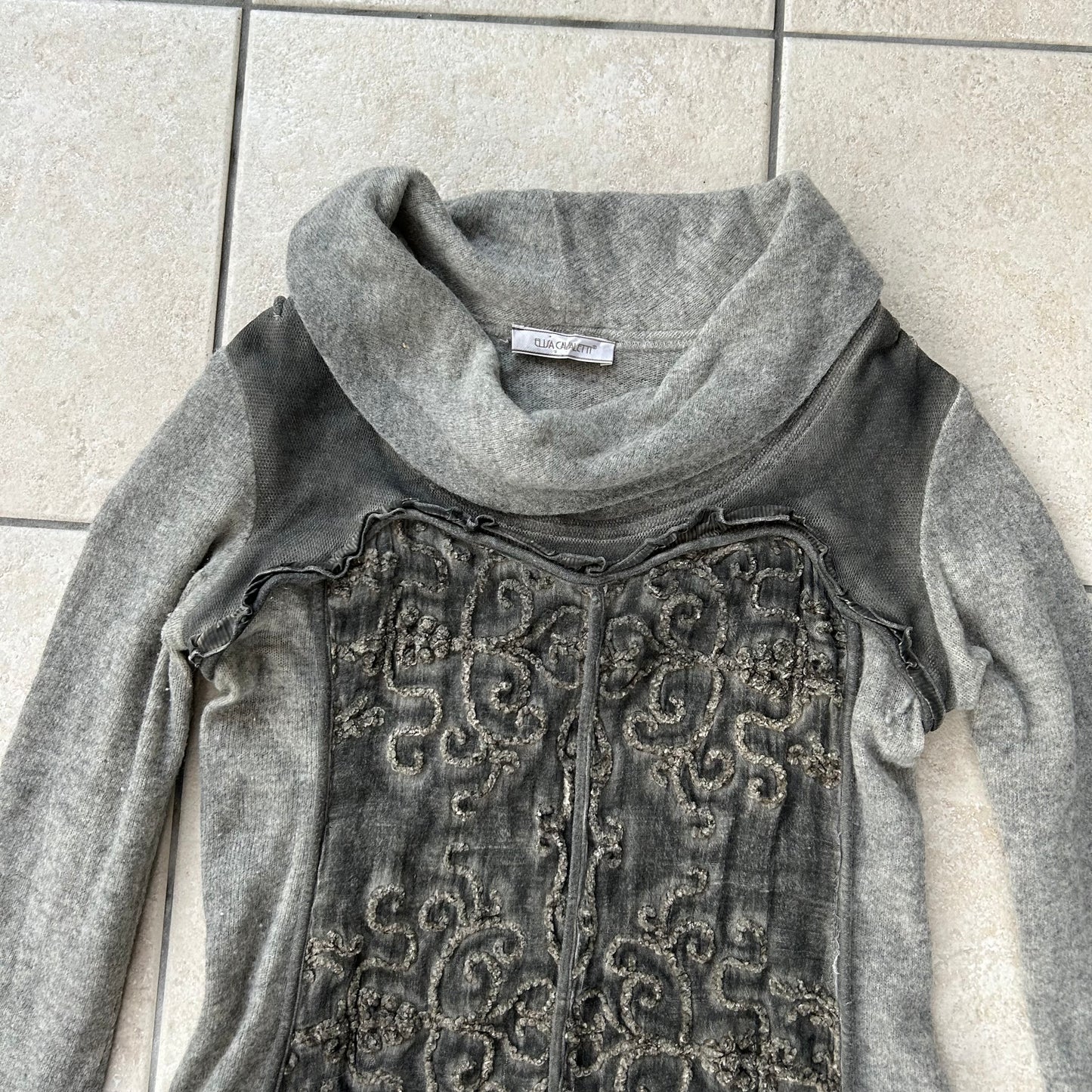 Vintage Grey Jumper Long-Sleeved Dress