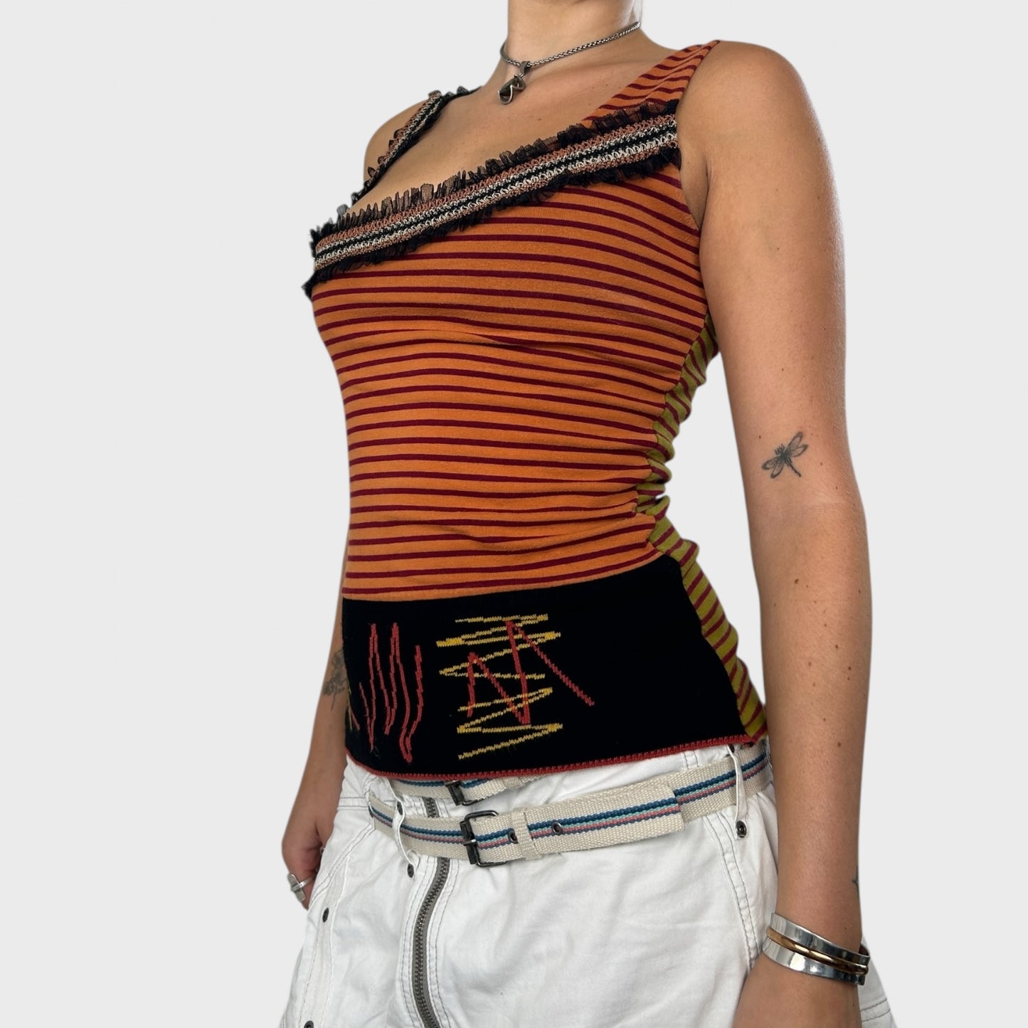 Save the Queen Striped One Shoulder Top - S/M