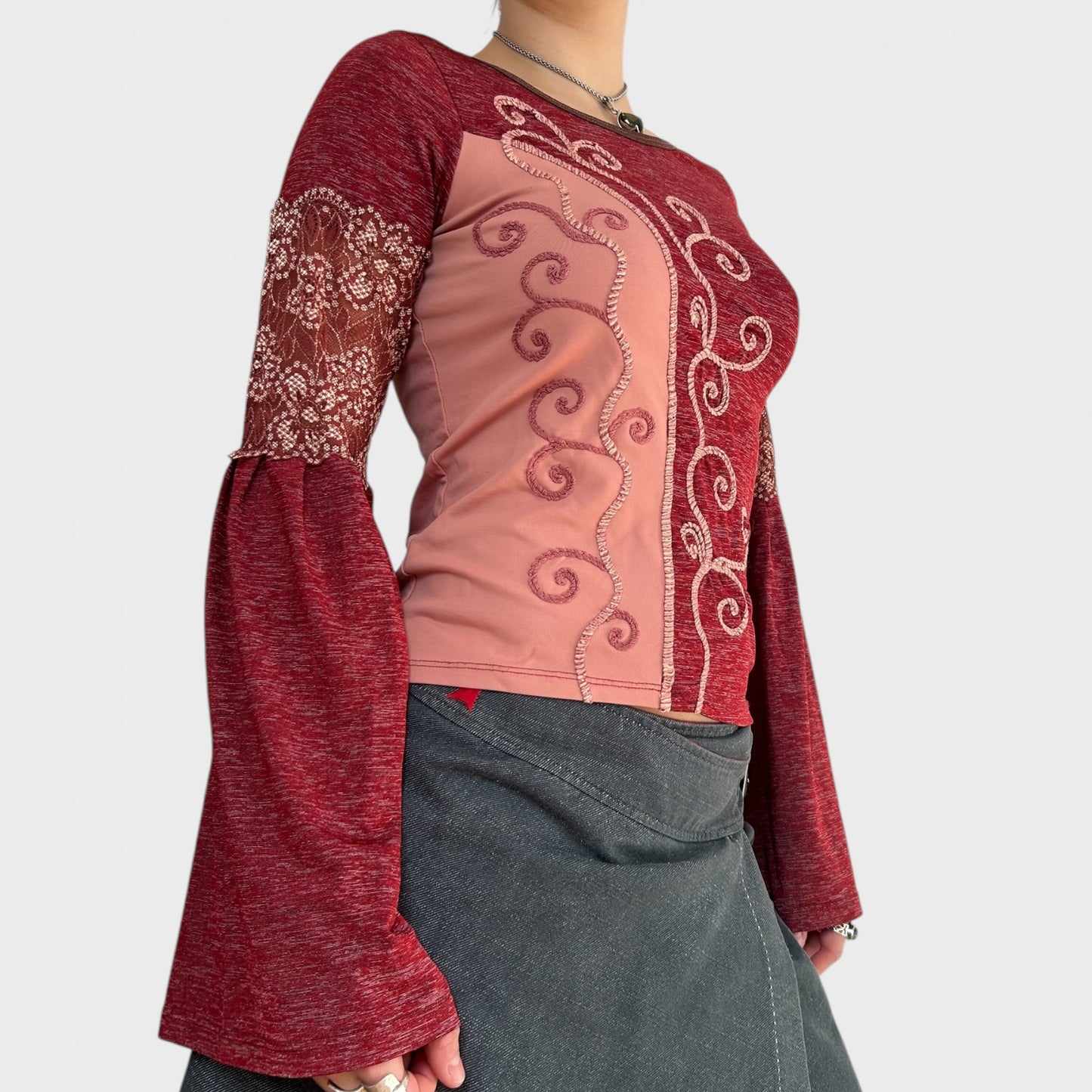 Save the Queen Long Sleeve Embroidered Top