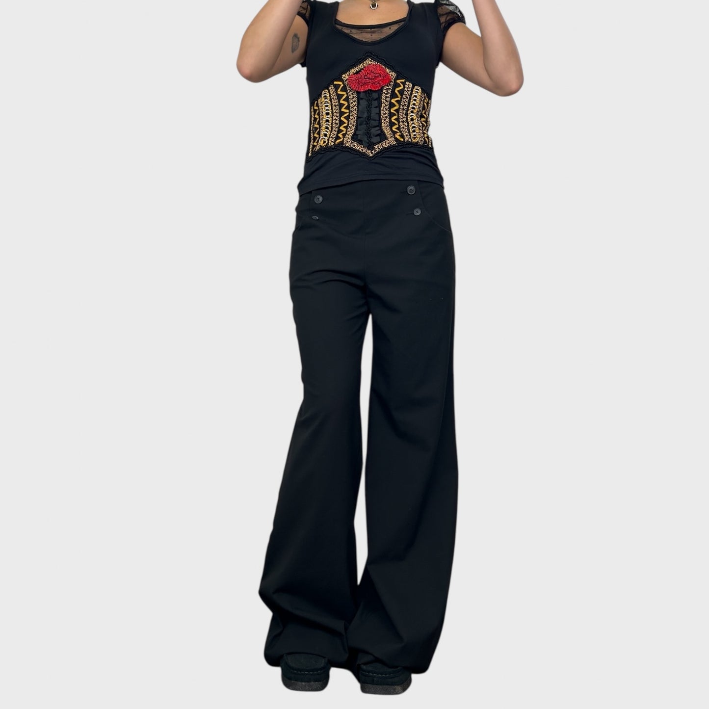 Cop Copine Button Wide Leg Trousers - M