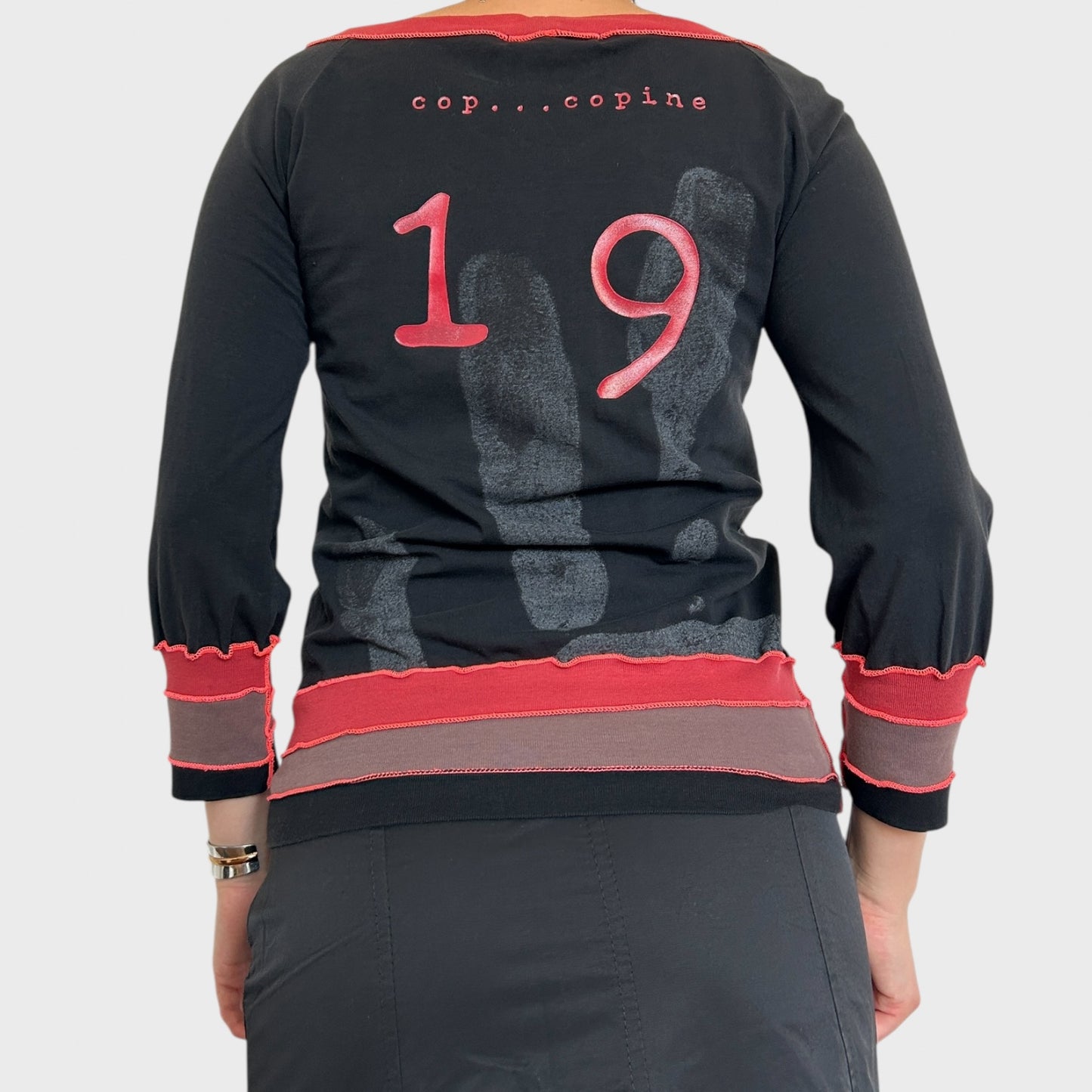 Cop Copine Black & Red Slouchy Graphic Top - Size S