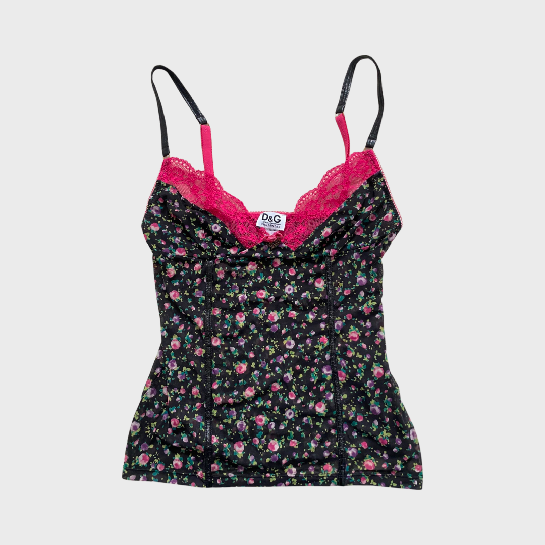 D&G floral mesh lace cami top