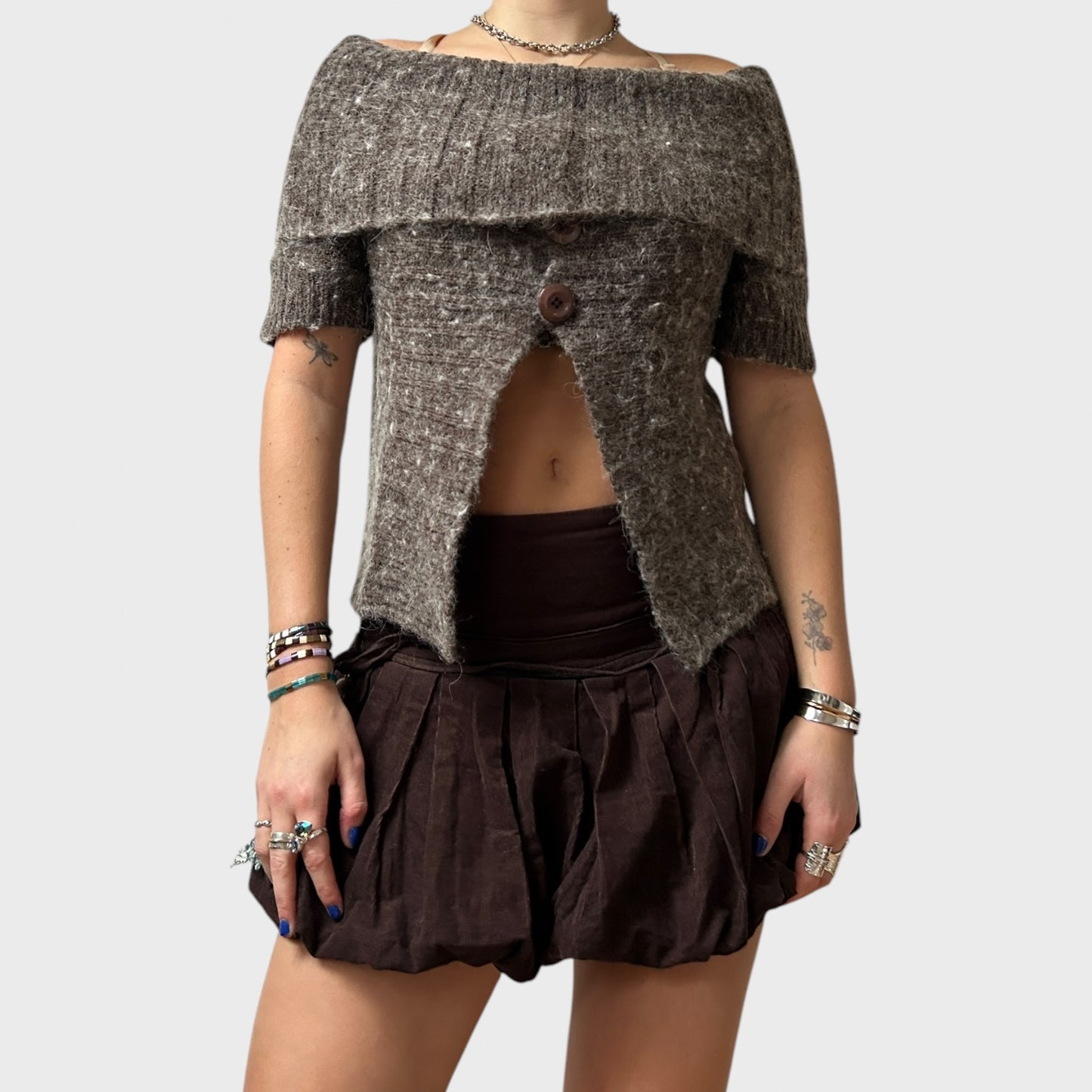 Light Brown Fluffy Cropped Jumper