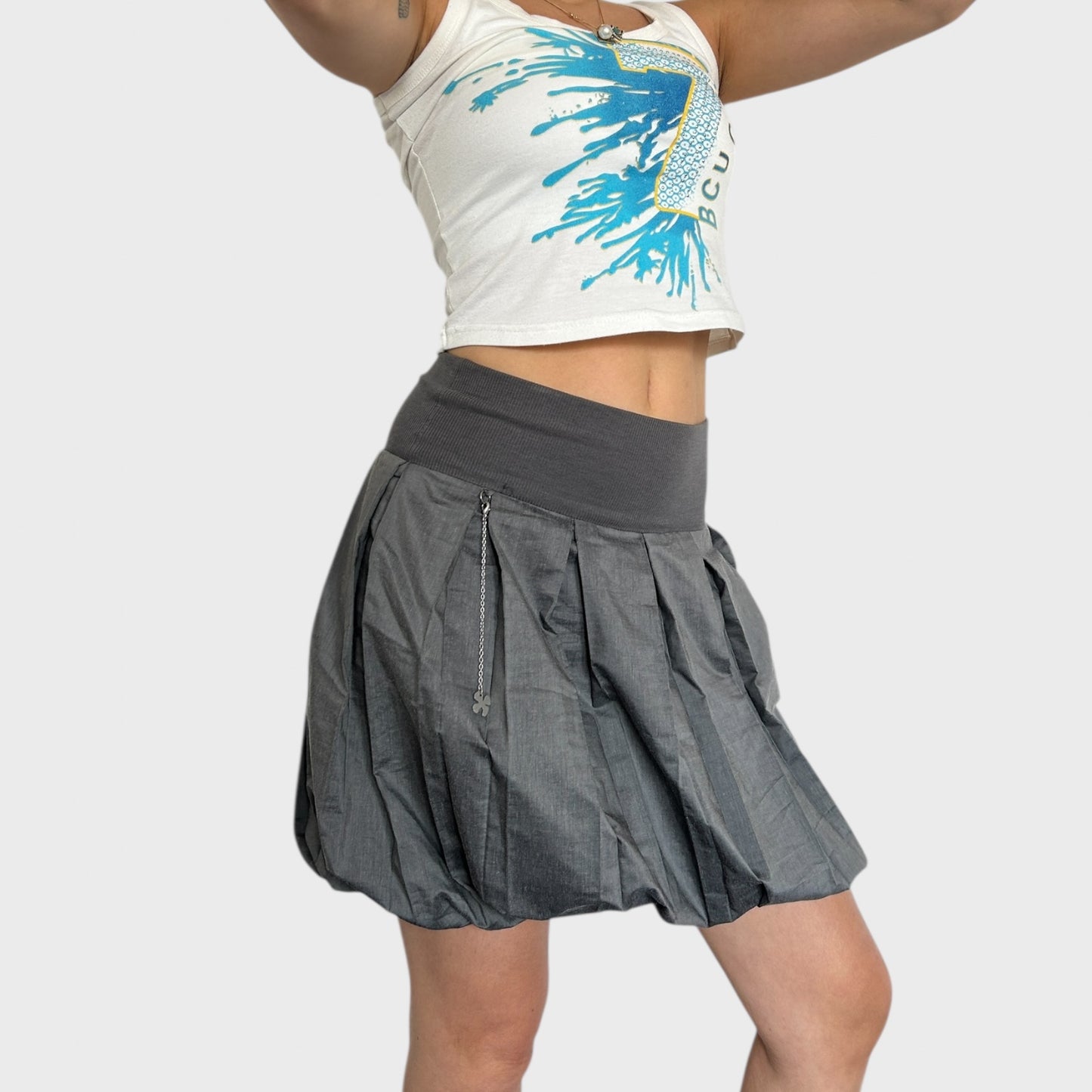 Cop Copine Grey Pleated Bubble Mini Skirt