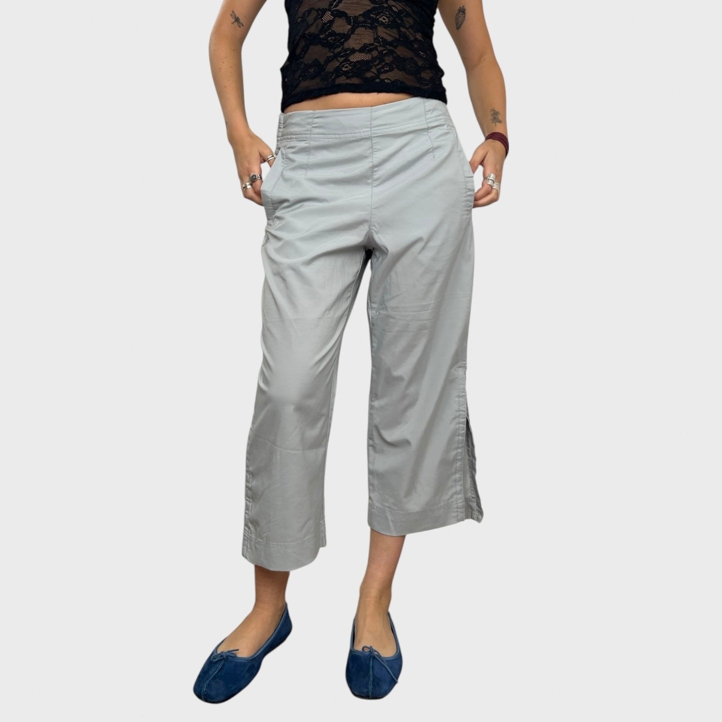 Blue Grey Adidas Sporty Capris - M
