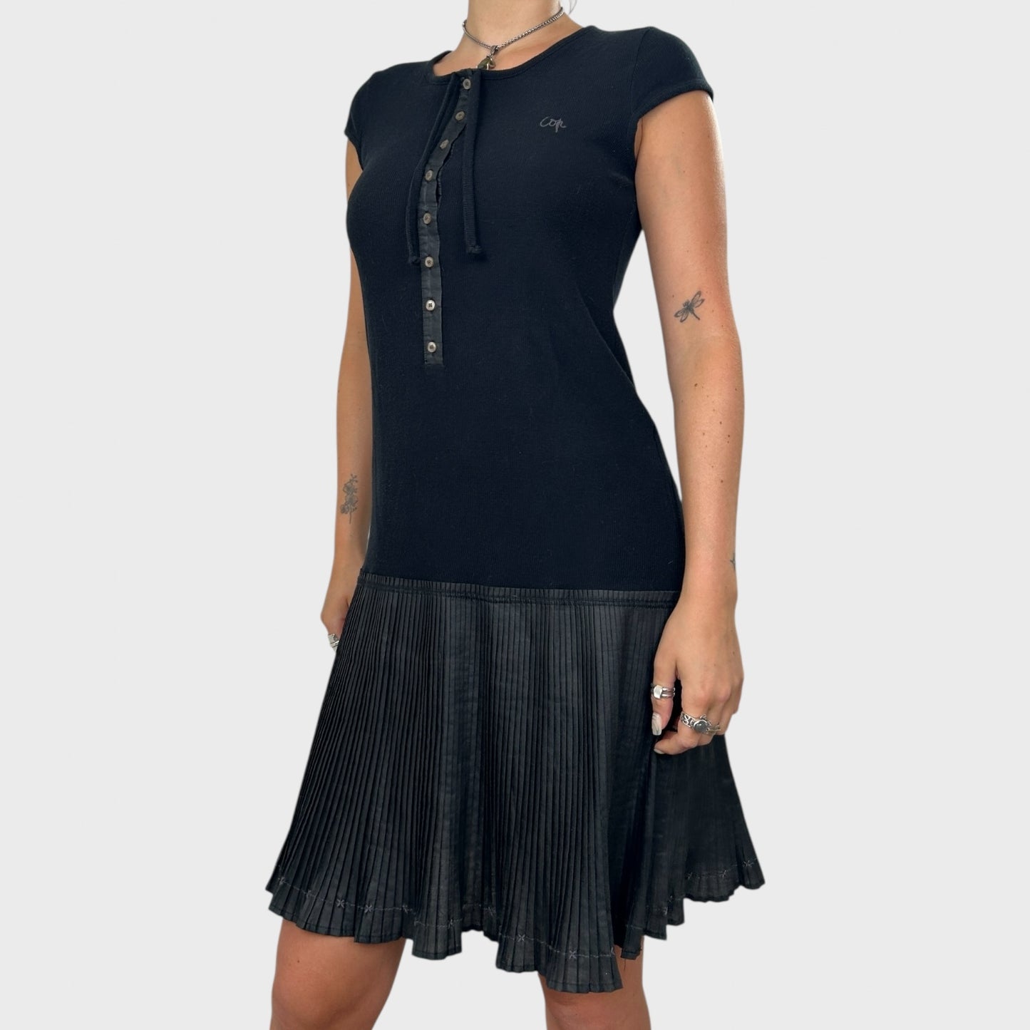 Cop Copine Drop Waist Pleated Midi Dress - S/M