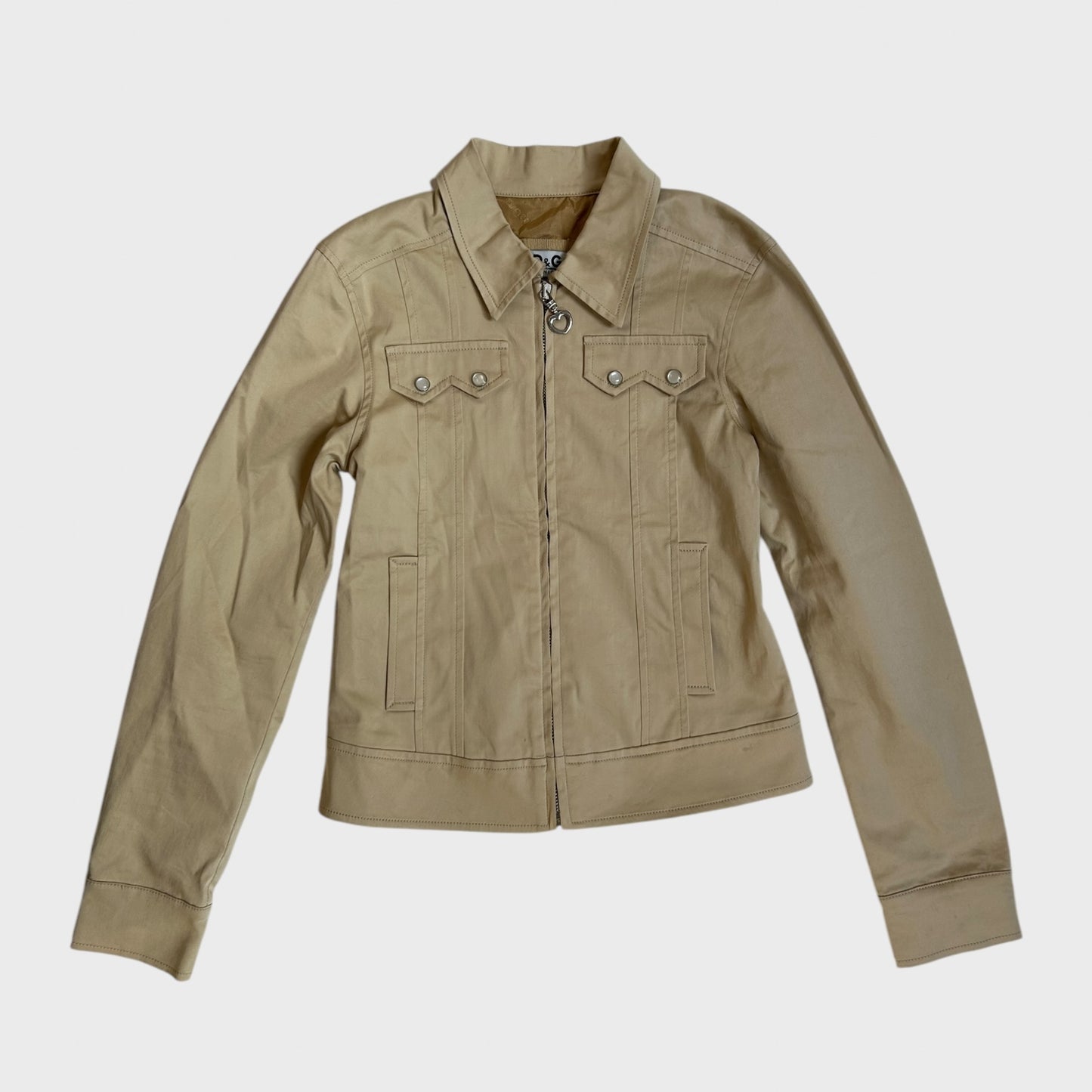Dolce & Gabbana Zip-Up Cream Jacket