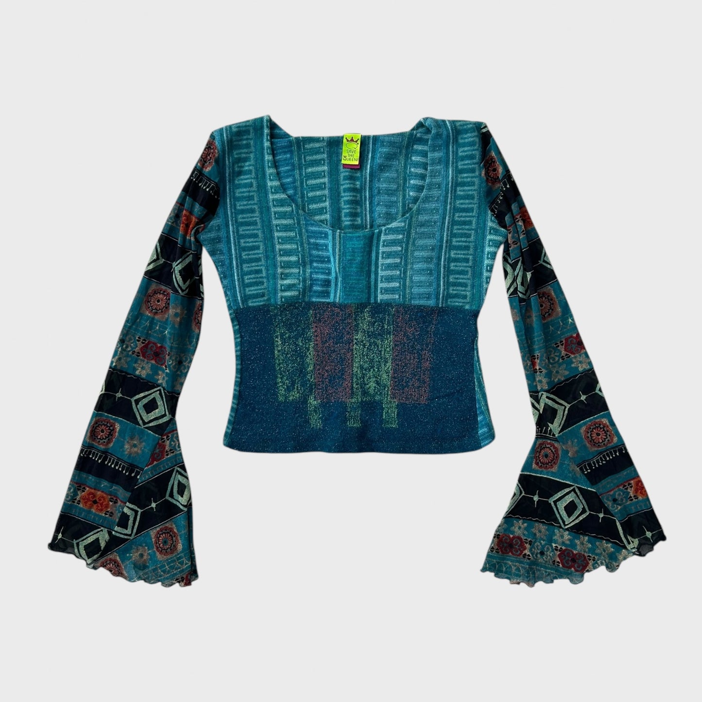 Save the Queen Graphic Bi-Material Top