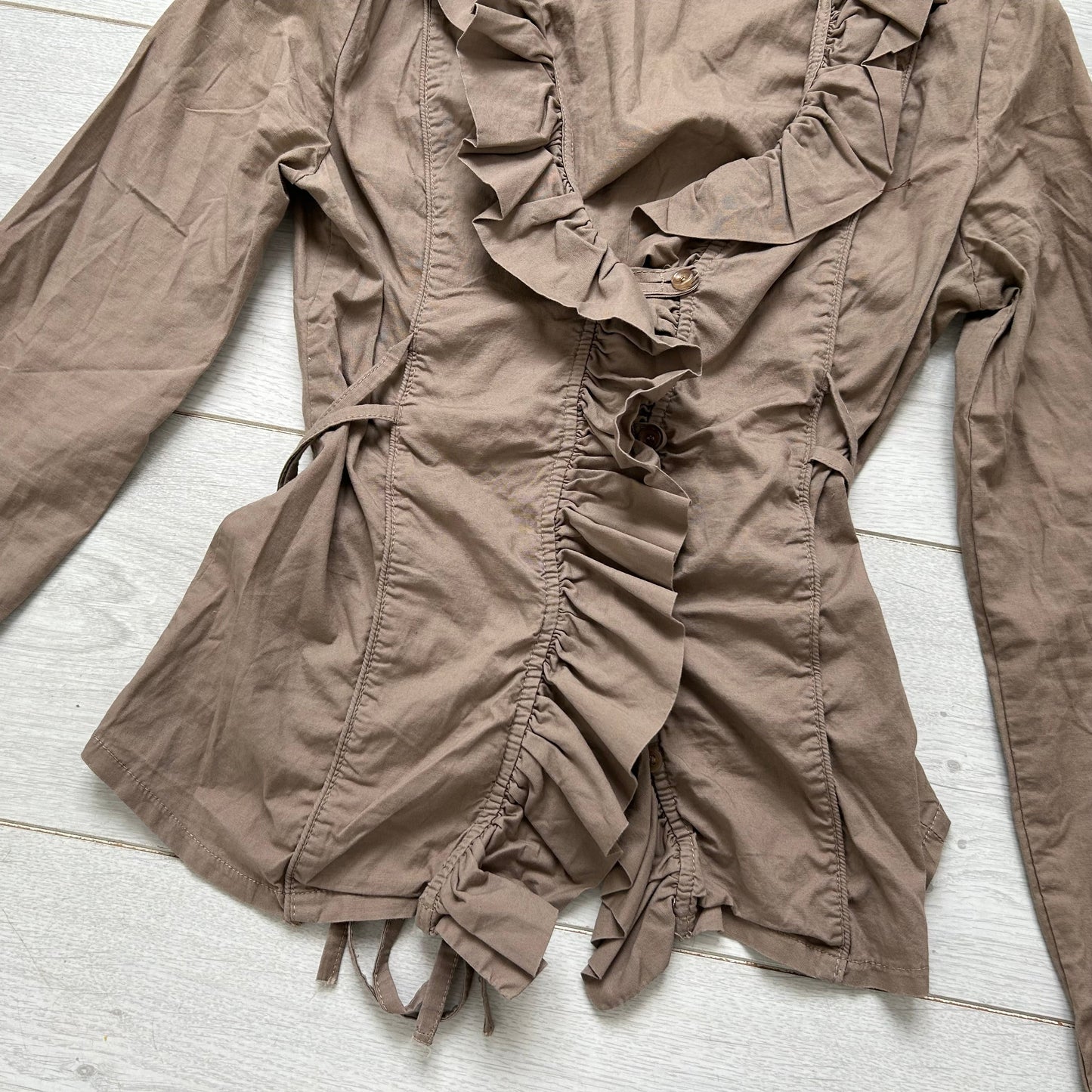 Ruched button up shirt
