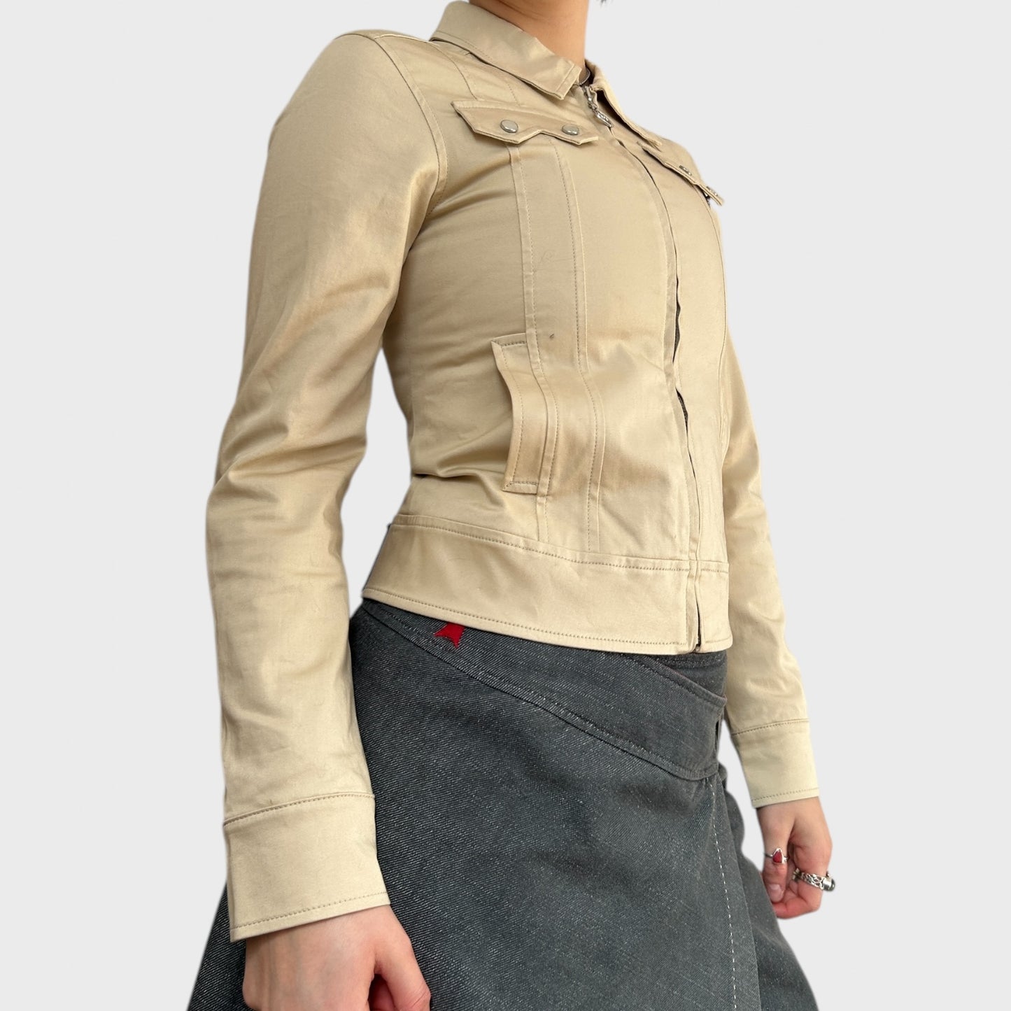 Dolce & Gabbana Zip-Up Cream Jacket